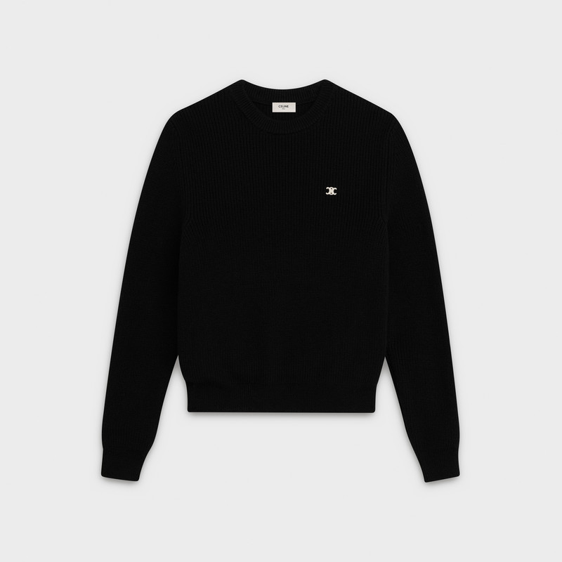 CREW NECK SWEATER IN 'TRIOMPHE' RIBBED WOOL 1