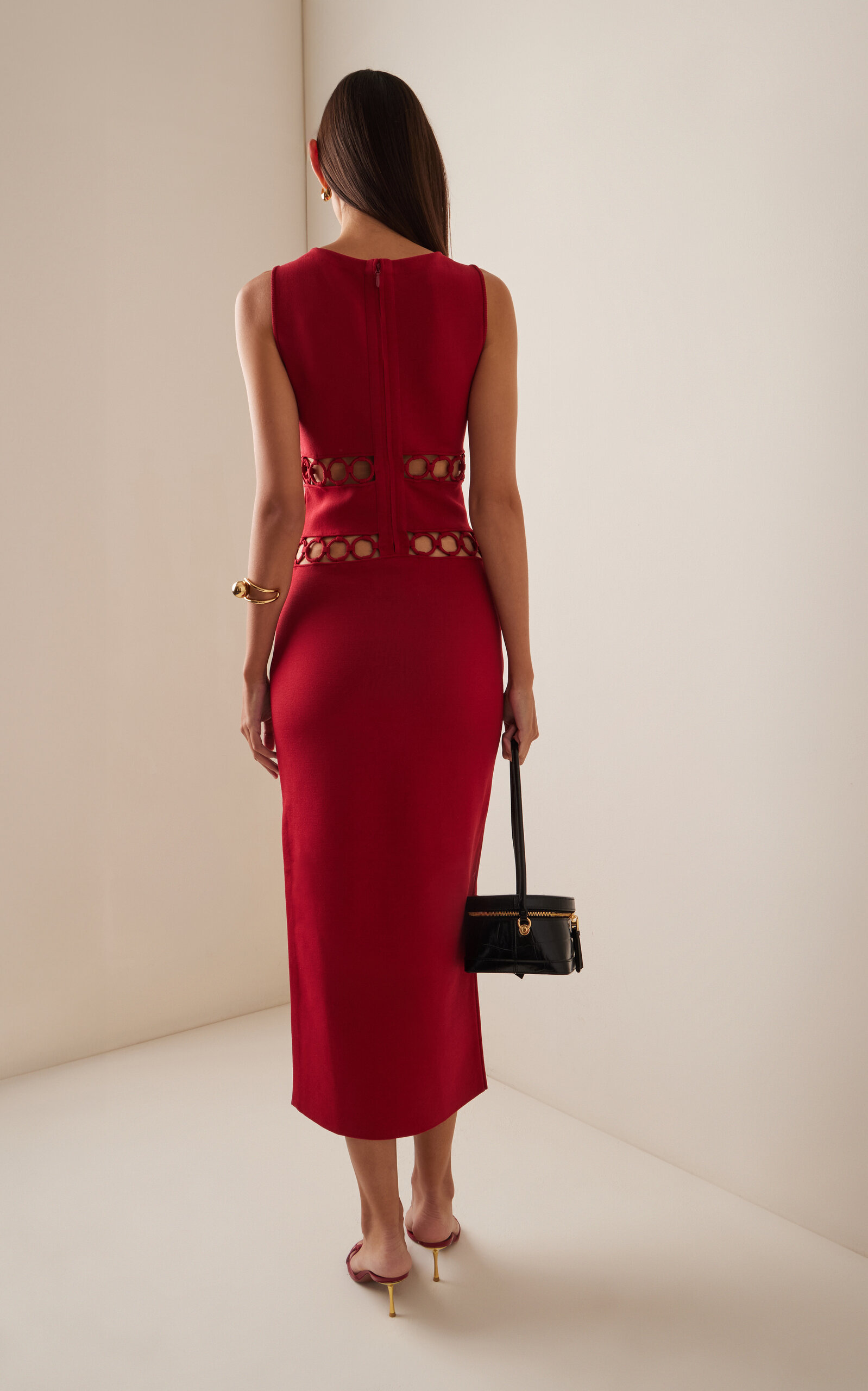 River Cutout Knit Maxi Dress burgundy - 4