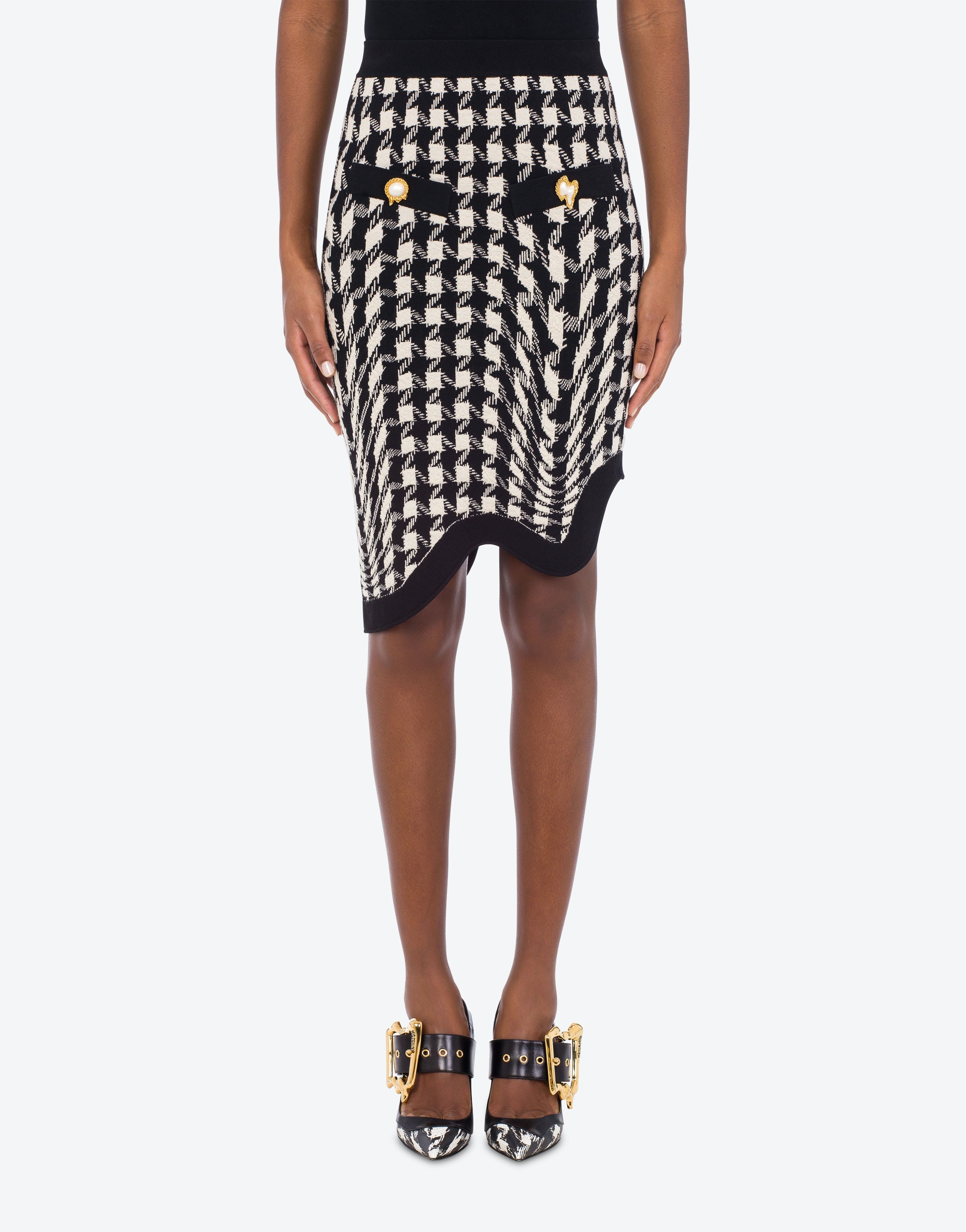 PIED DE POULE PRINT WOOL SKIRT - 2