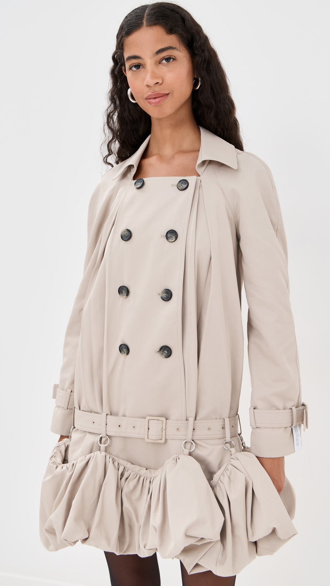 Puff Hem Trench Dress - 6