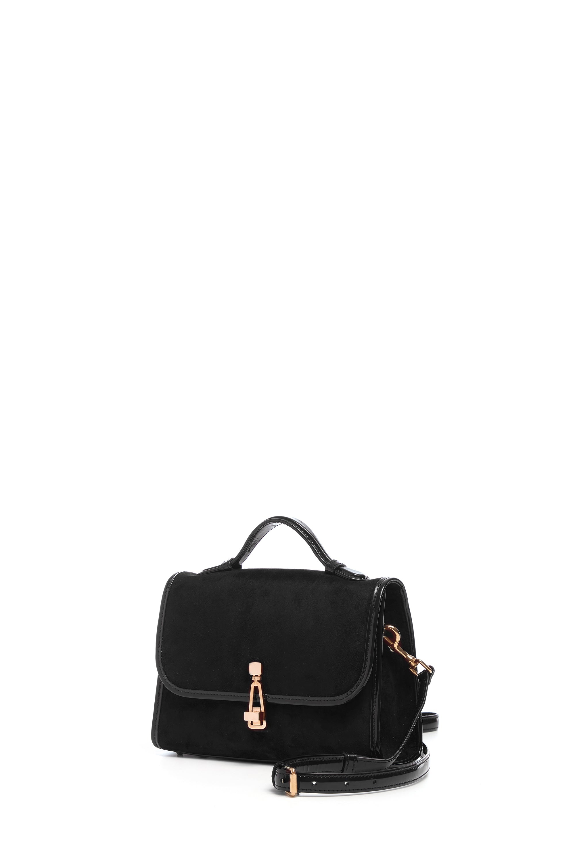 Small Leonora Flap Bag in Black Suede - 2