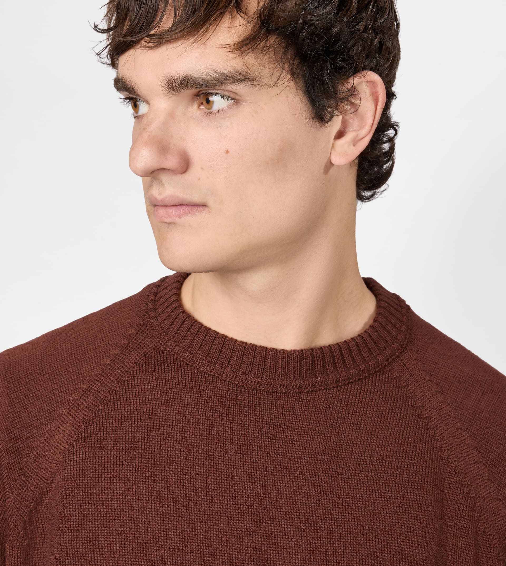 ROUND-NECK PULLOVER IN MERINO WOOL - BEIGE - 4