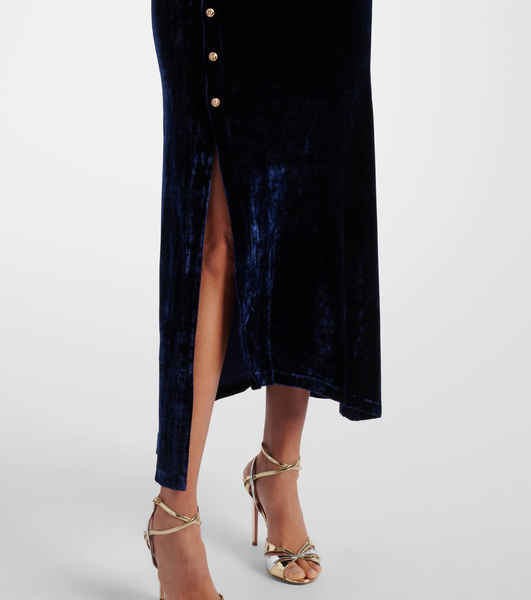 Draped velvet midi dress - 6