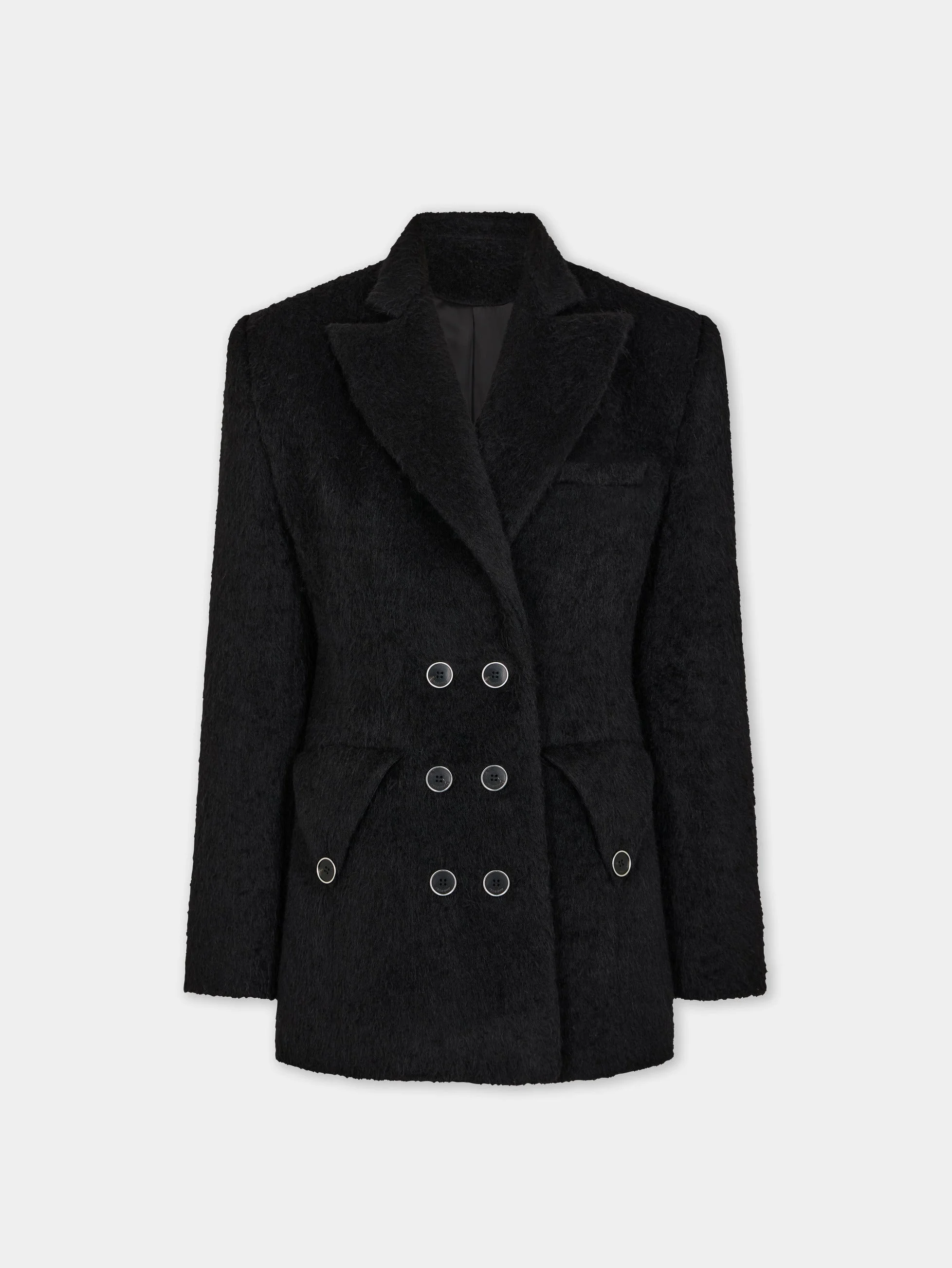 SHORT STRUCTURED COAT IN BLACK WOOL - 1
