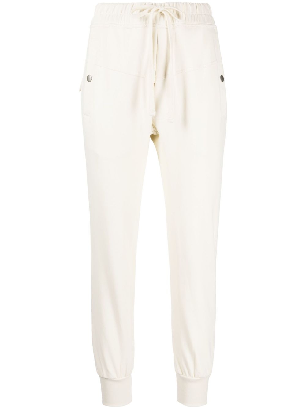 drawstring cotton-blend trousers - 1