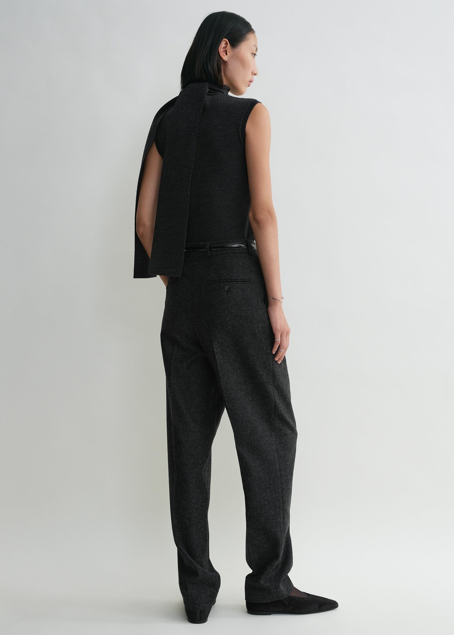 Double-pleated tailored trousers charcoal melange - 4