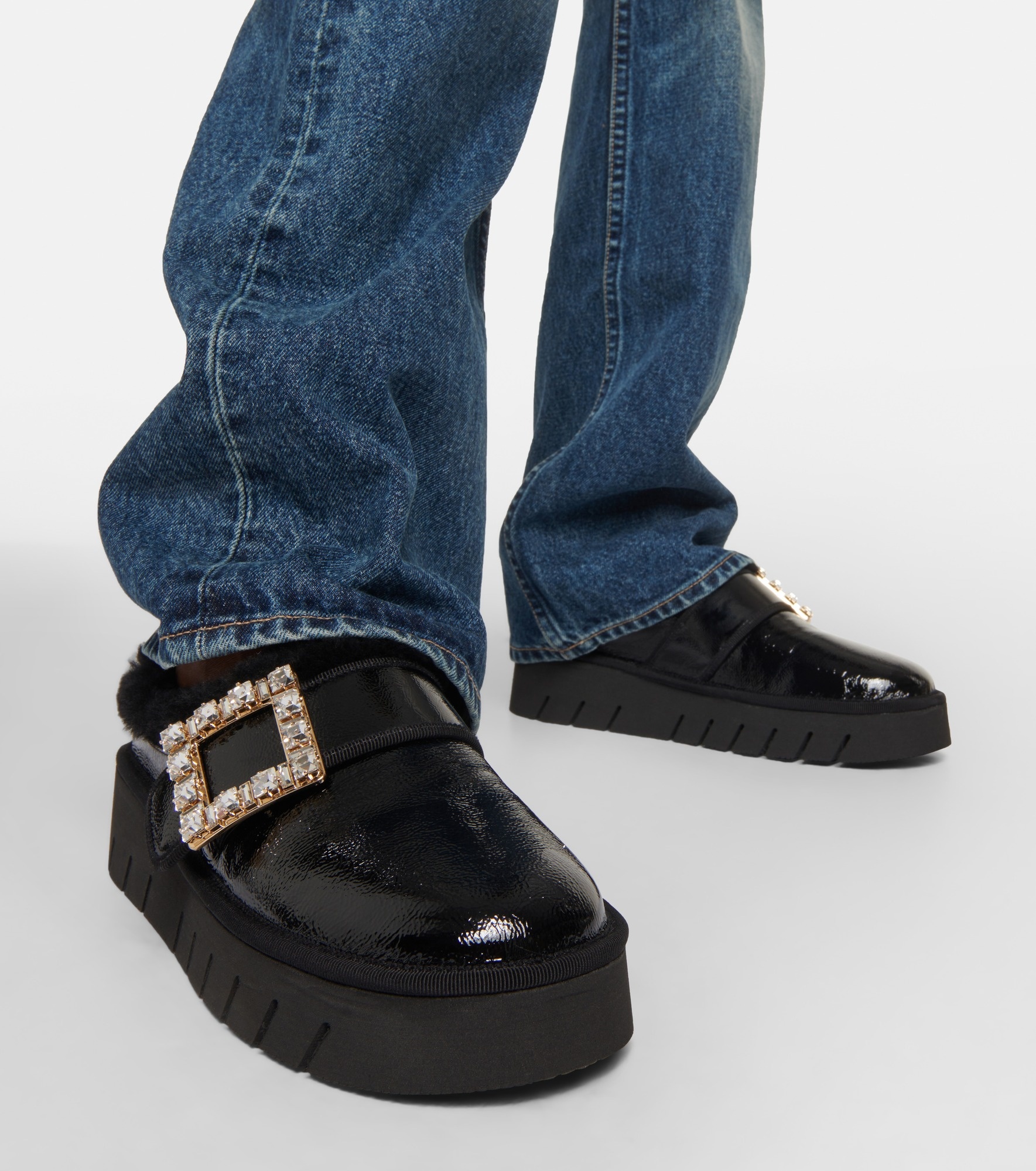 Viv Winter platform leather mules - 4