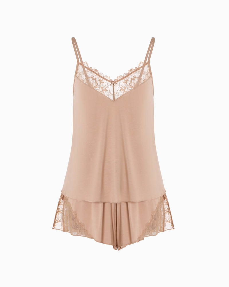 ASV ETERNAL LACE PYJAMA TOP AND SHORTS WITH RECYCLED-LACE DETAILS 1