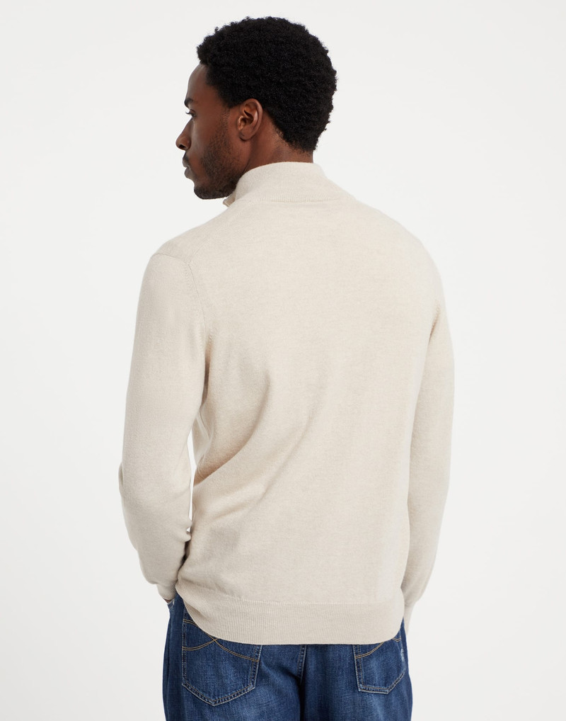 Brunello Cucinelli Cashmere turtleneck sweater with zipper outlook