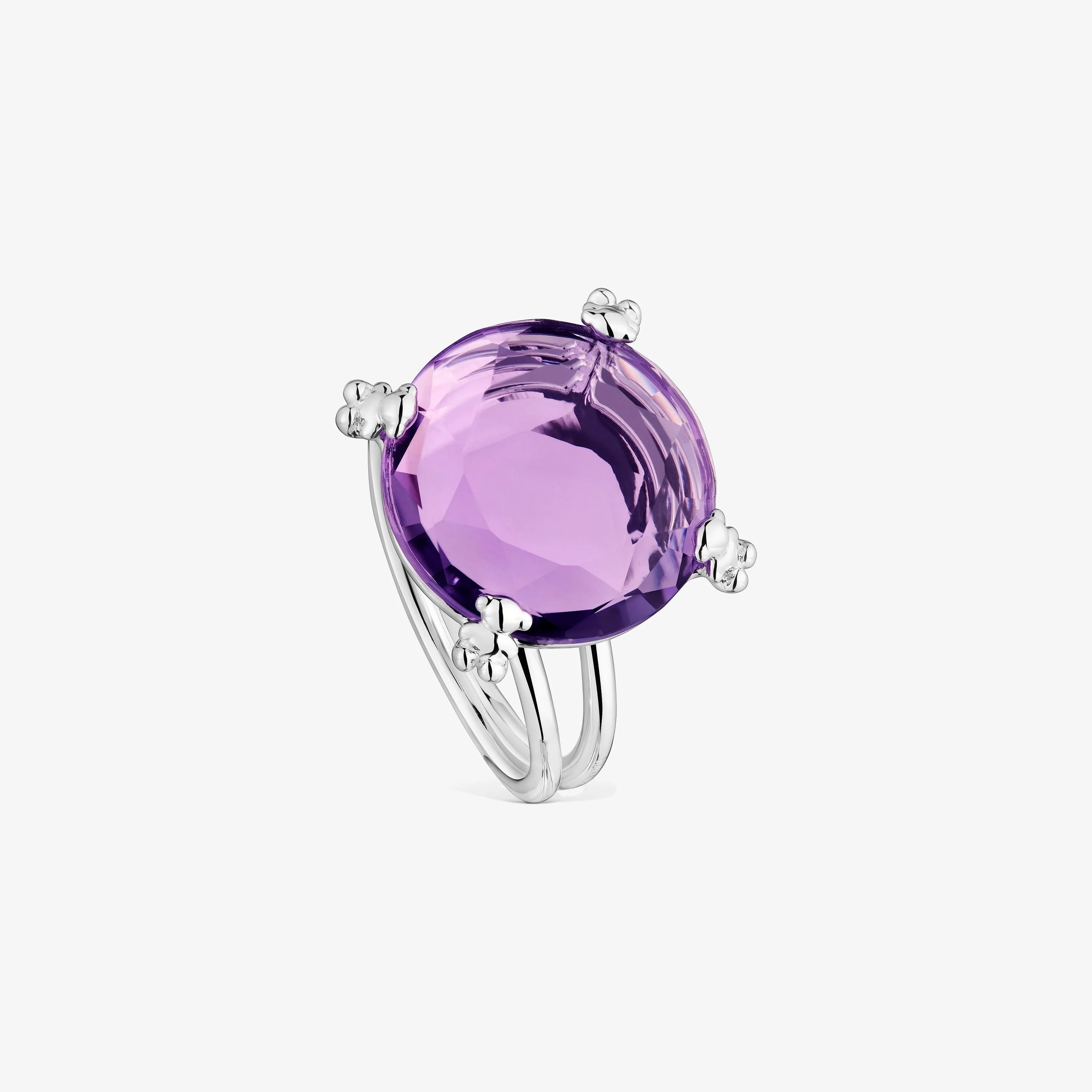 Silver Color Pills Ring with amethyst - 1