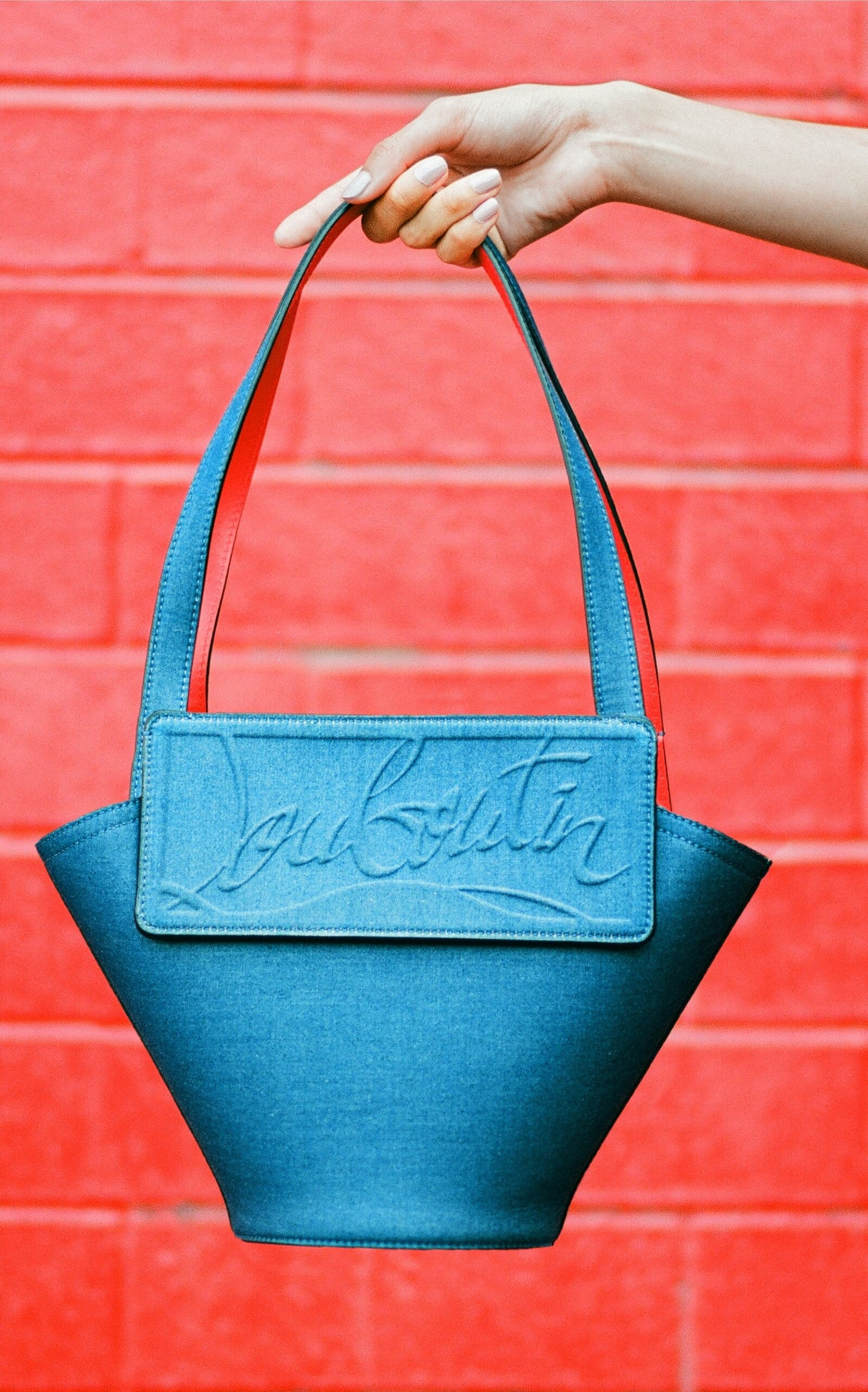 Loubishore Denim Leather Tote Bag blue - 3