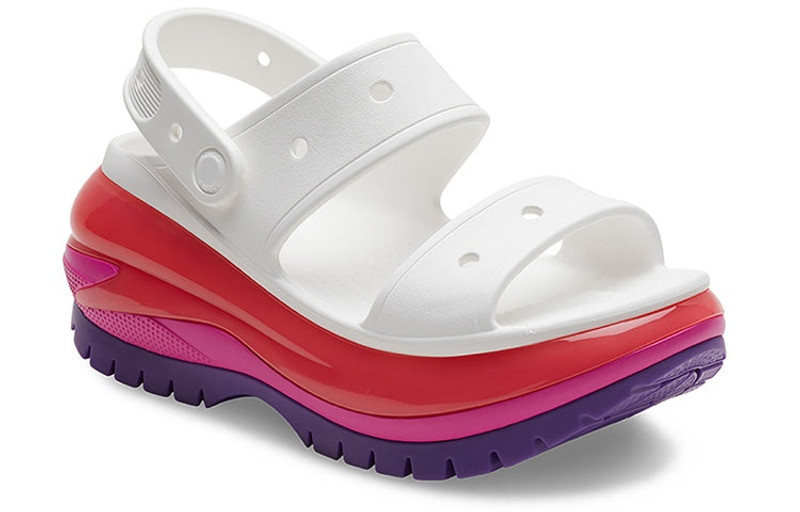 (WMNS) Crocs 클래식 메가 크러시 샌들 '화이트 레드 퍼플' 207989-94S 4