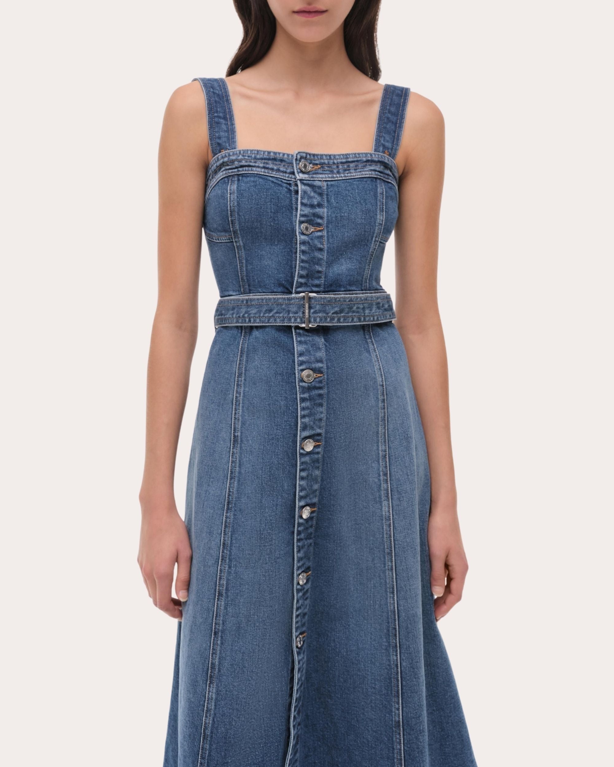 Alba Denim Bustier Midi Dress - 4