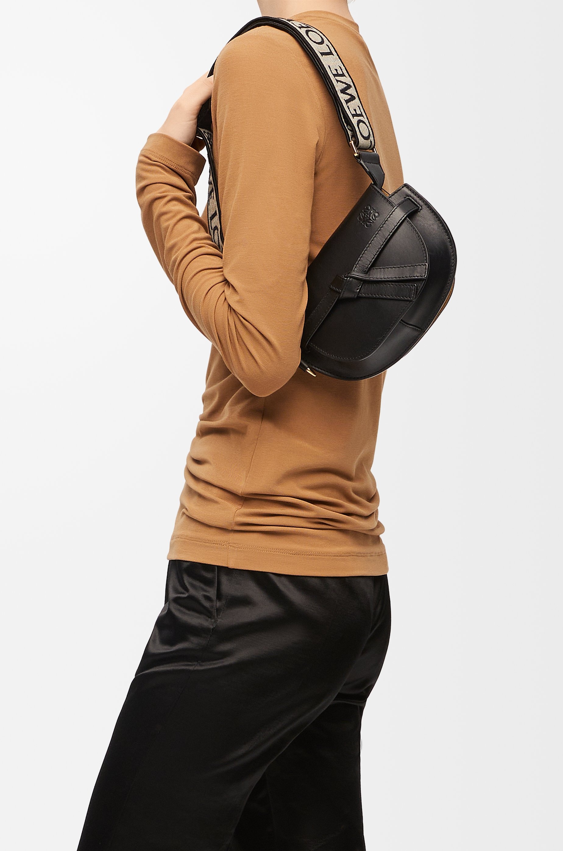 Mini Gate Dual bag in soft calfskin and jacquard - 2