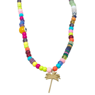 Palm Angels Palm Angels Long Palm Rainbow Necklace 'Multicolor/Gold' outlook