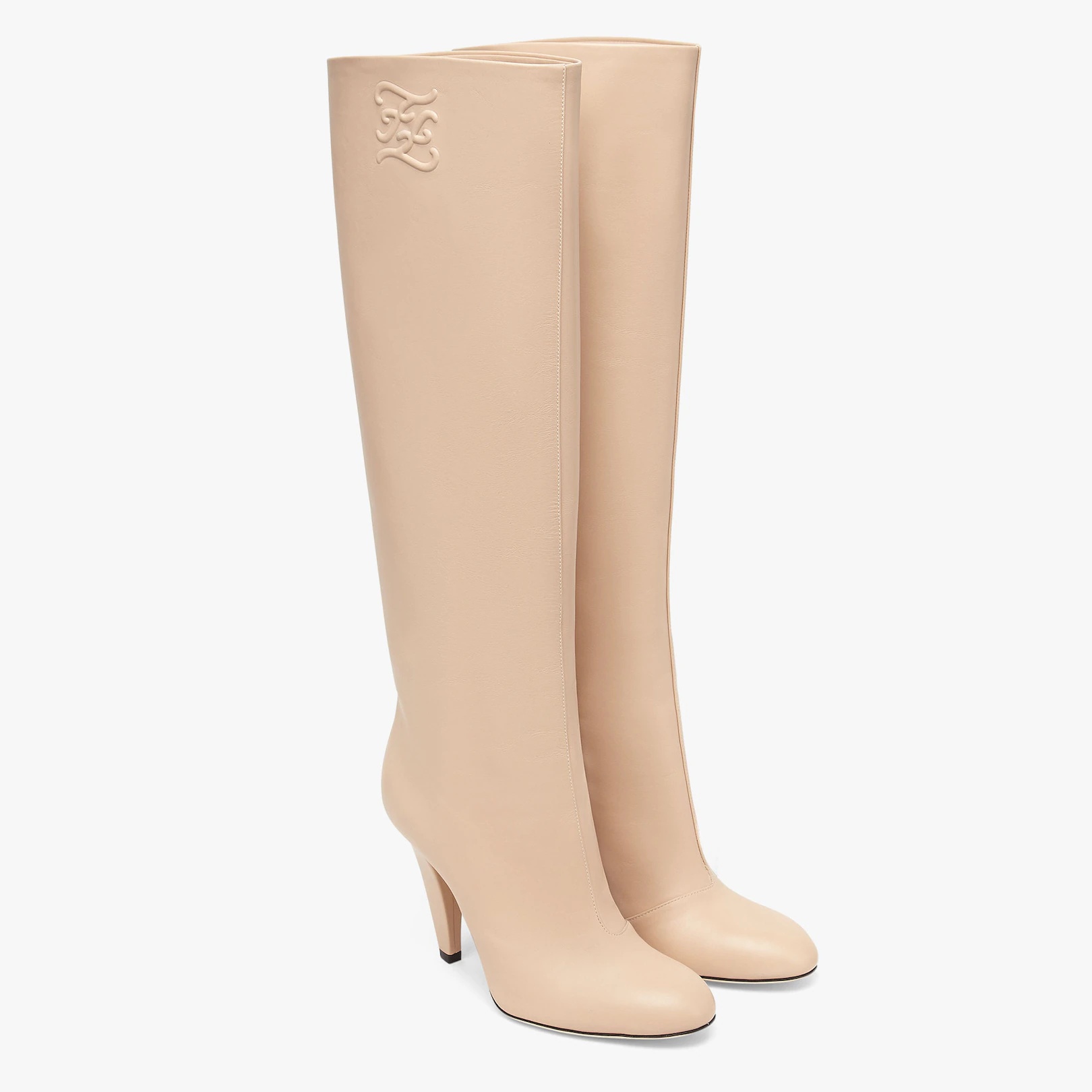 Pink leather, high-heeled boots - 4