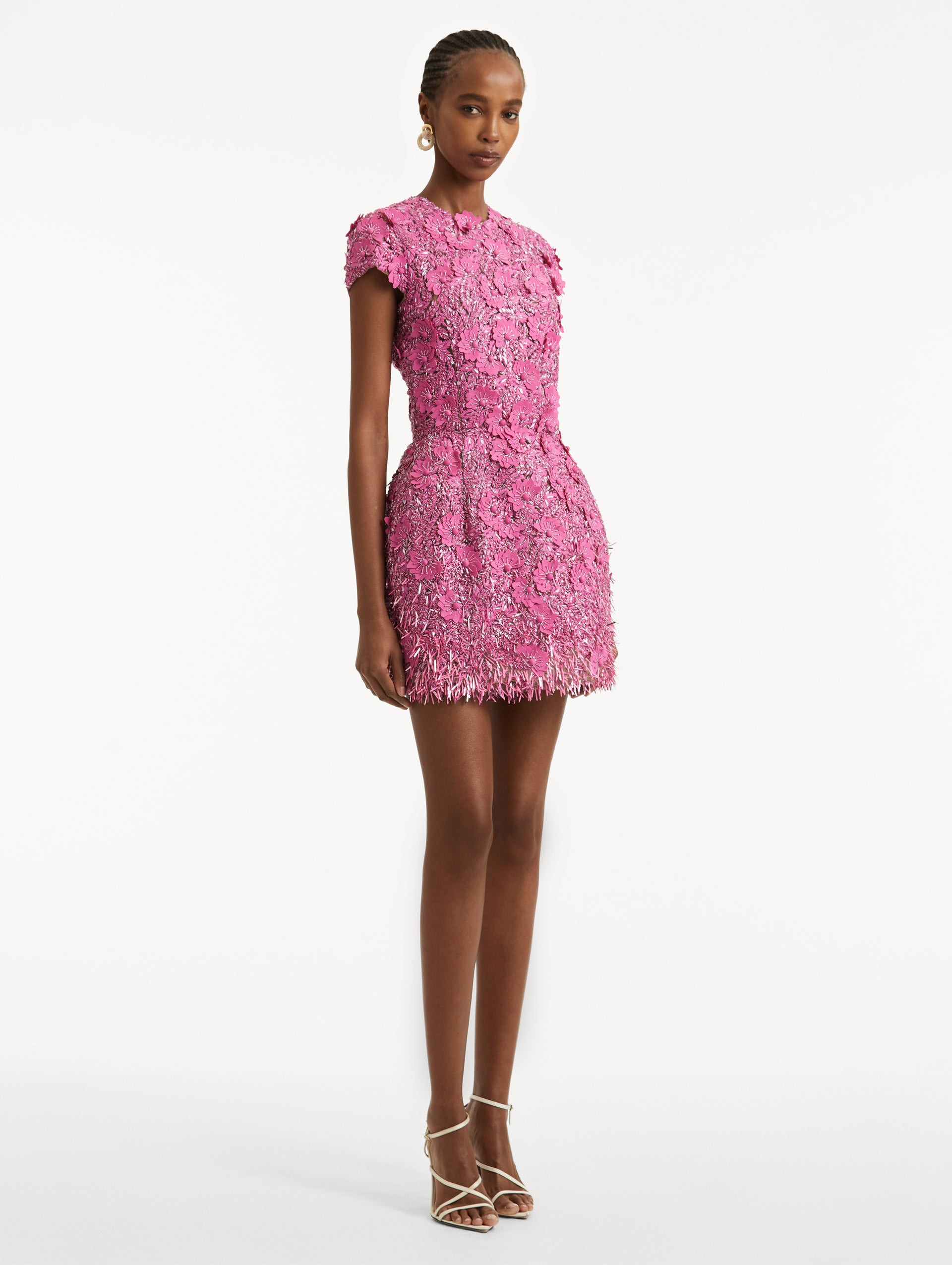 PEONY SEQUIN AND RAFFIA EMBROIDERED DRESS - 4
