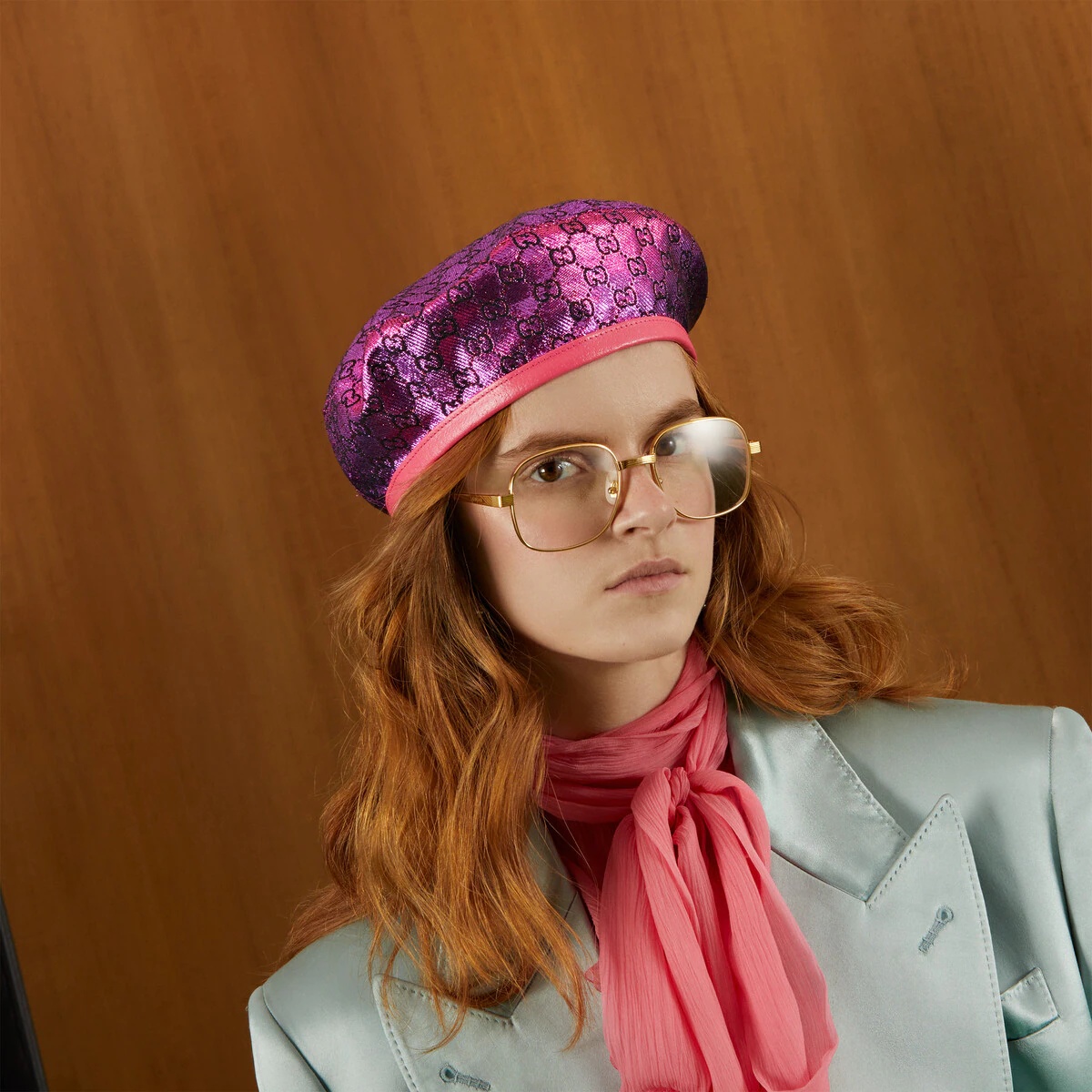GG lamé beret hat - 3