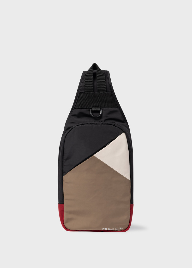 Black Panelled Sling Bag 1