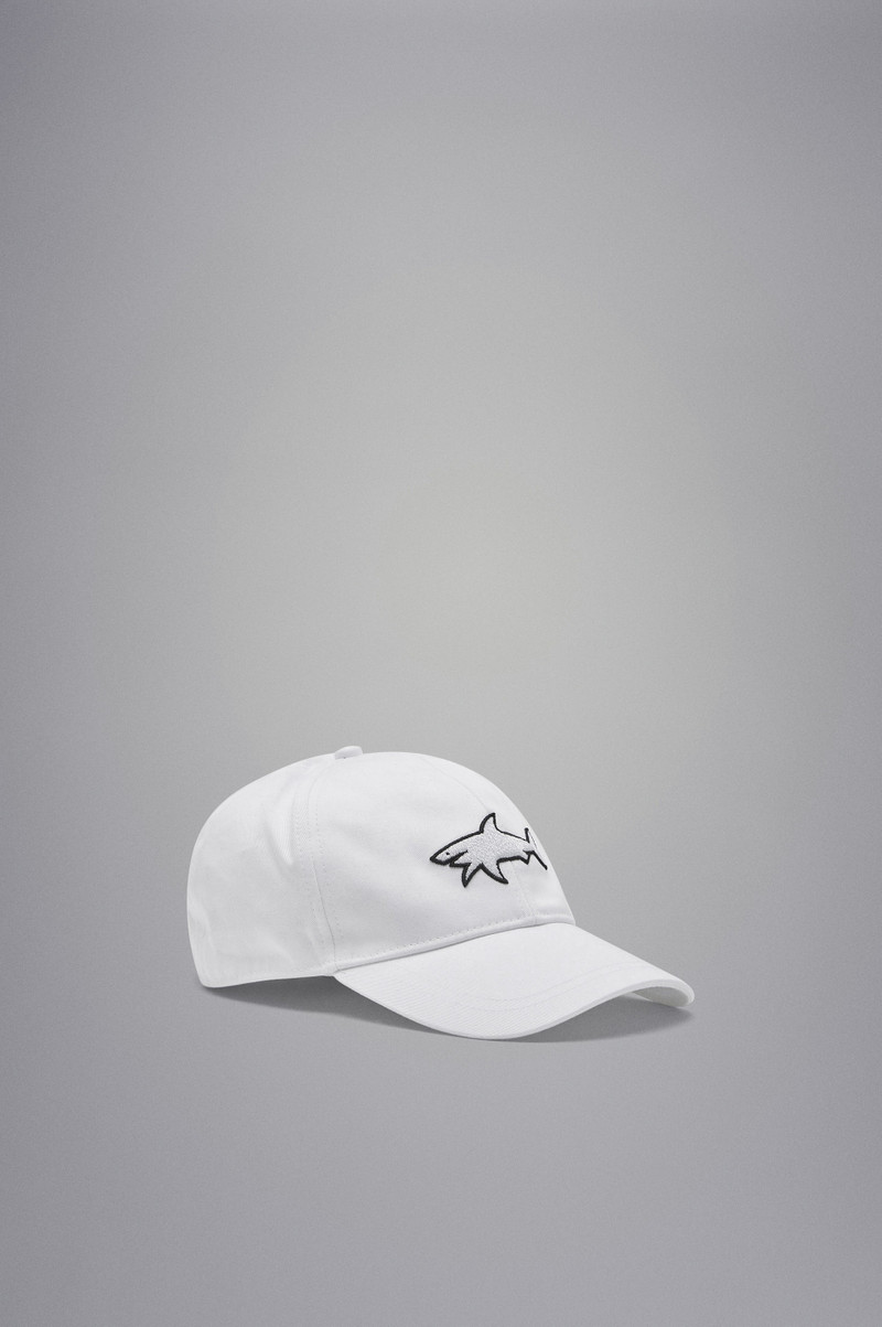 COTTON BASEBALL CAP WITH 3D EMBROIDERED SHARK - 1
