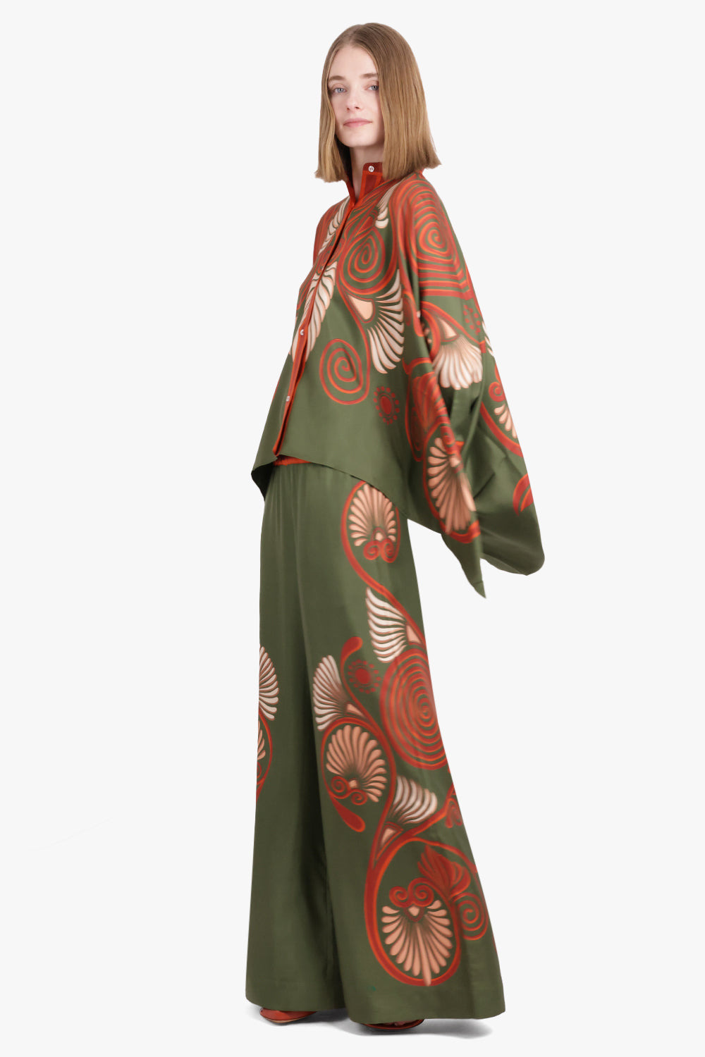 FOULARD 3/4 SLEEVE PRINT FLUID BLOUSE | KERYLOS PLACÉE - 3