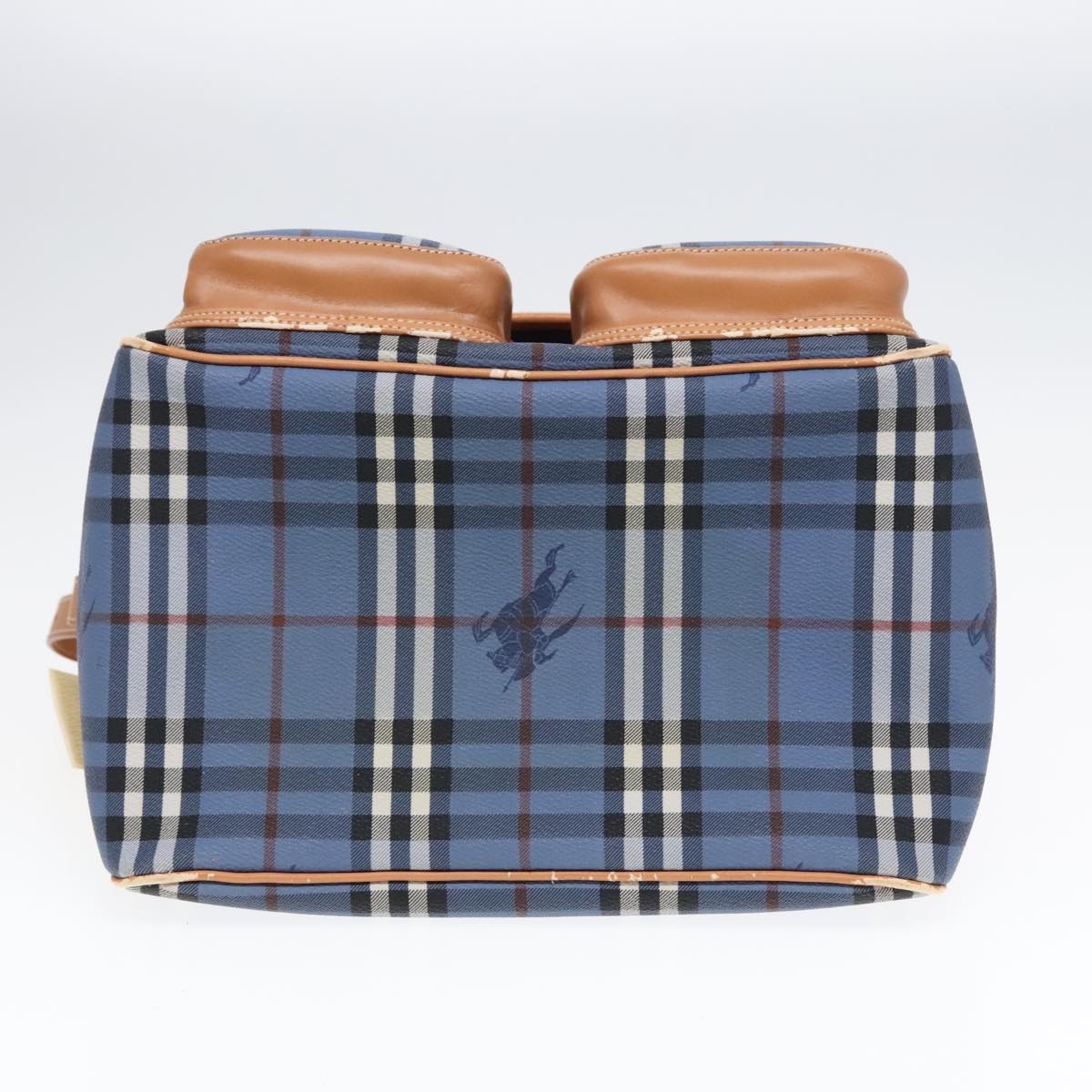 Burberry Nova Check Shoulder Bag Pvc Leather Blue Gold - 10