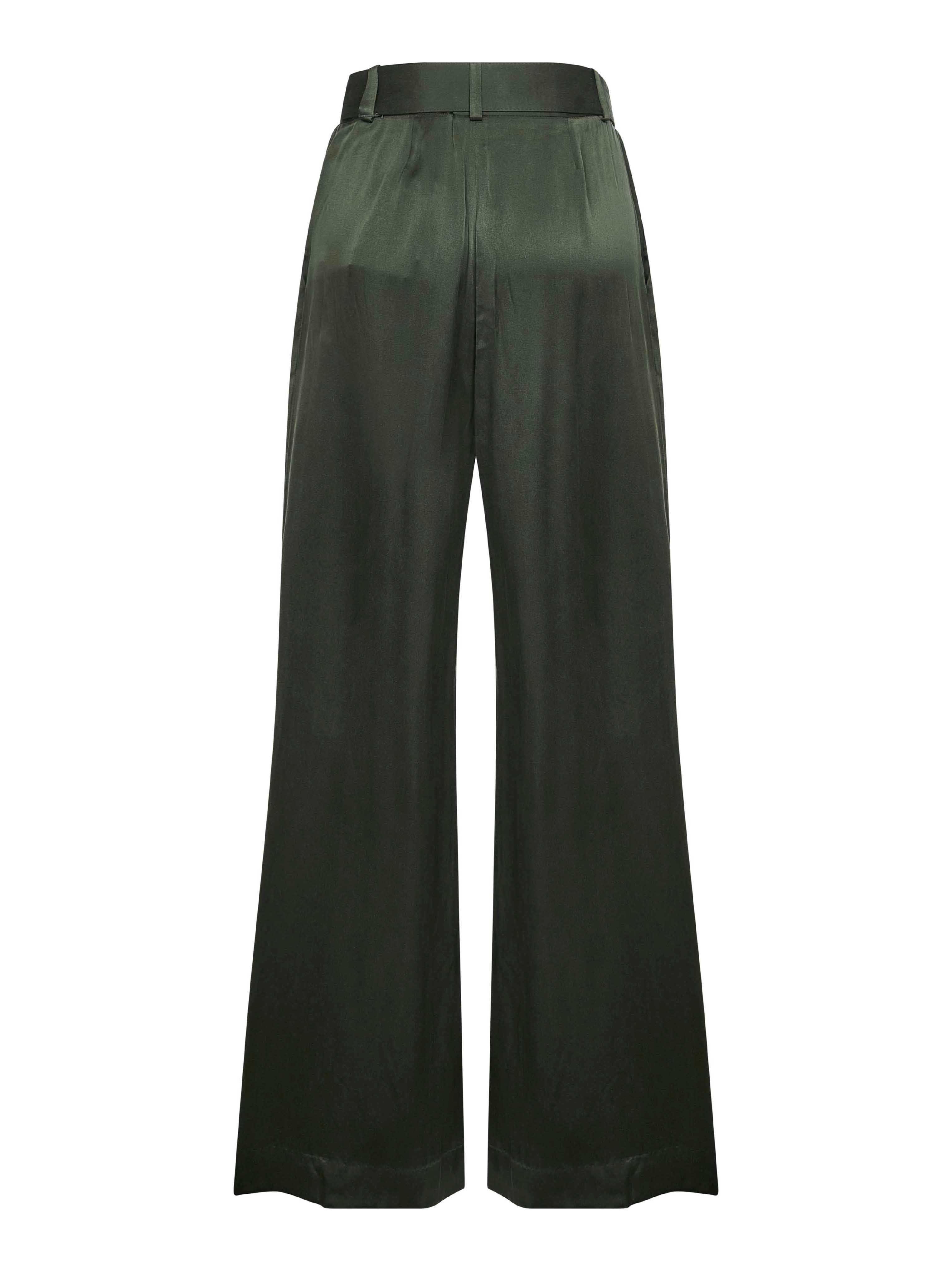 Green silk two-pleat trousers - 2