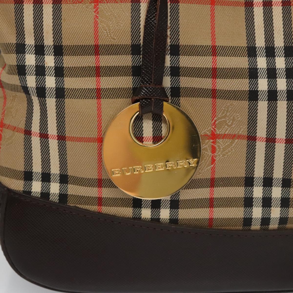 Burberry Nova Check Hand Bag Canvas Black Beige - 8