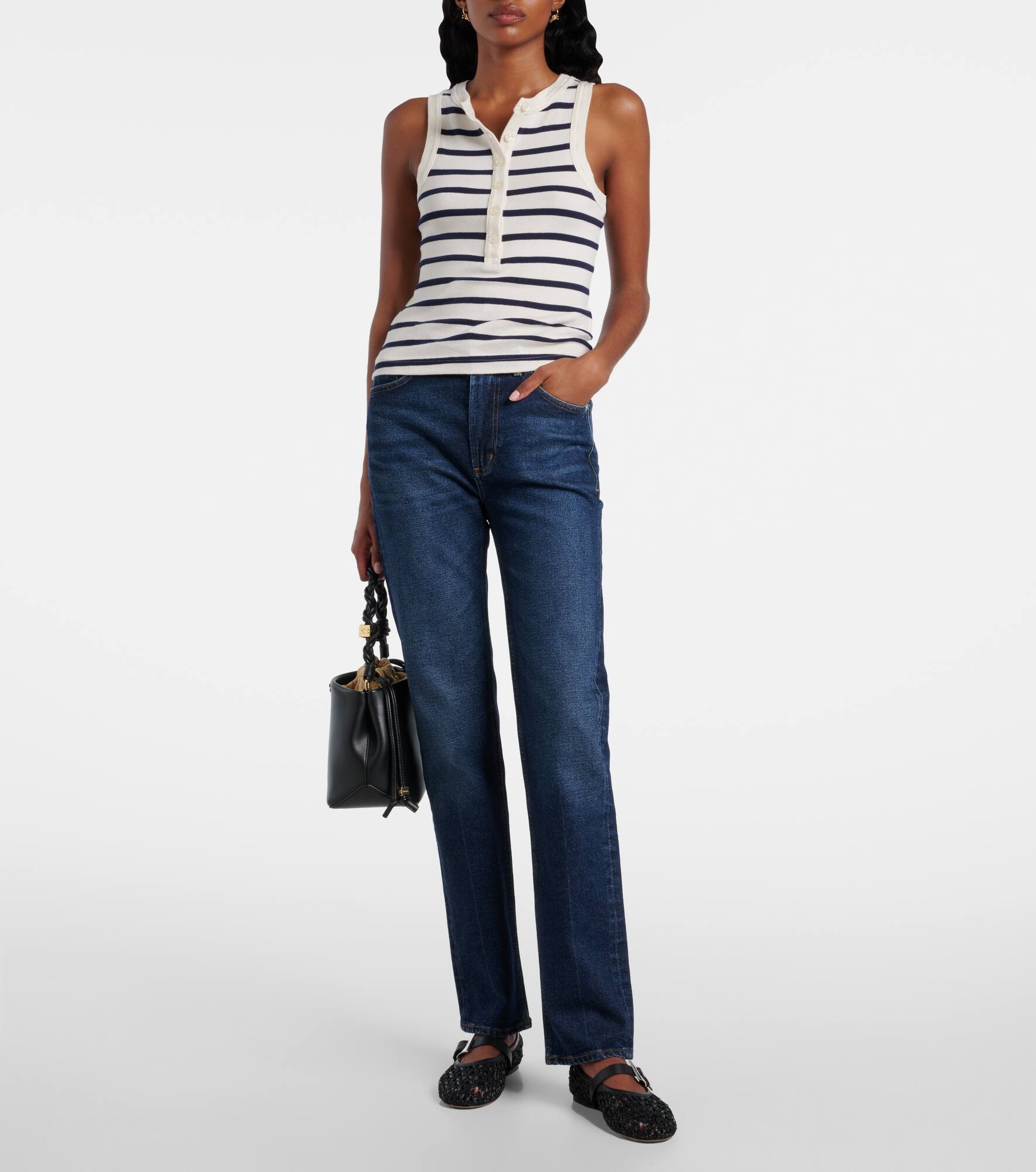 Caralyn striped cotton-blend tank top - 2