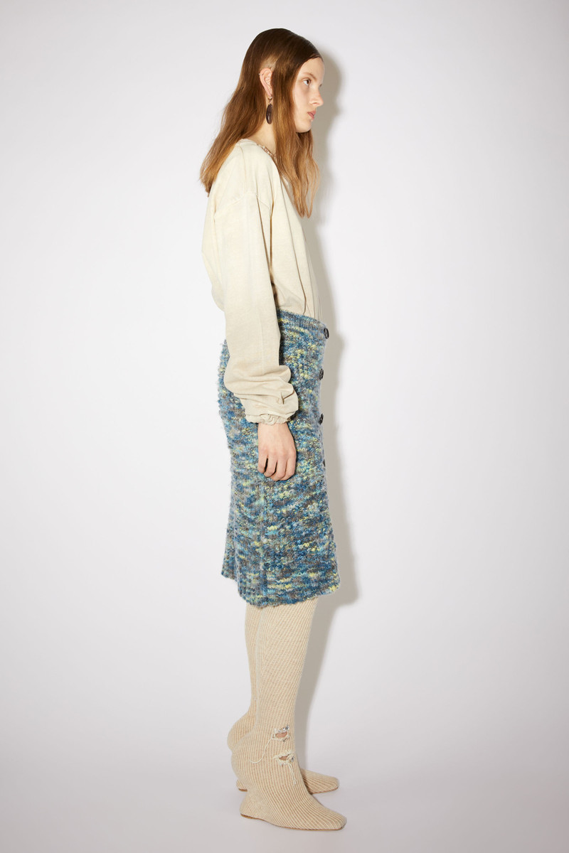 Button down ribbed wool skirt - Blue/multi 4