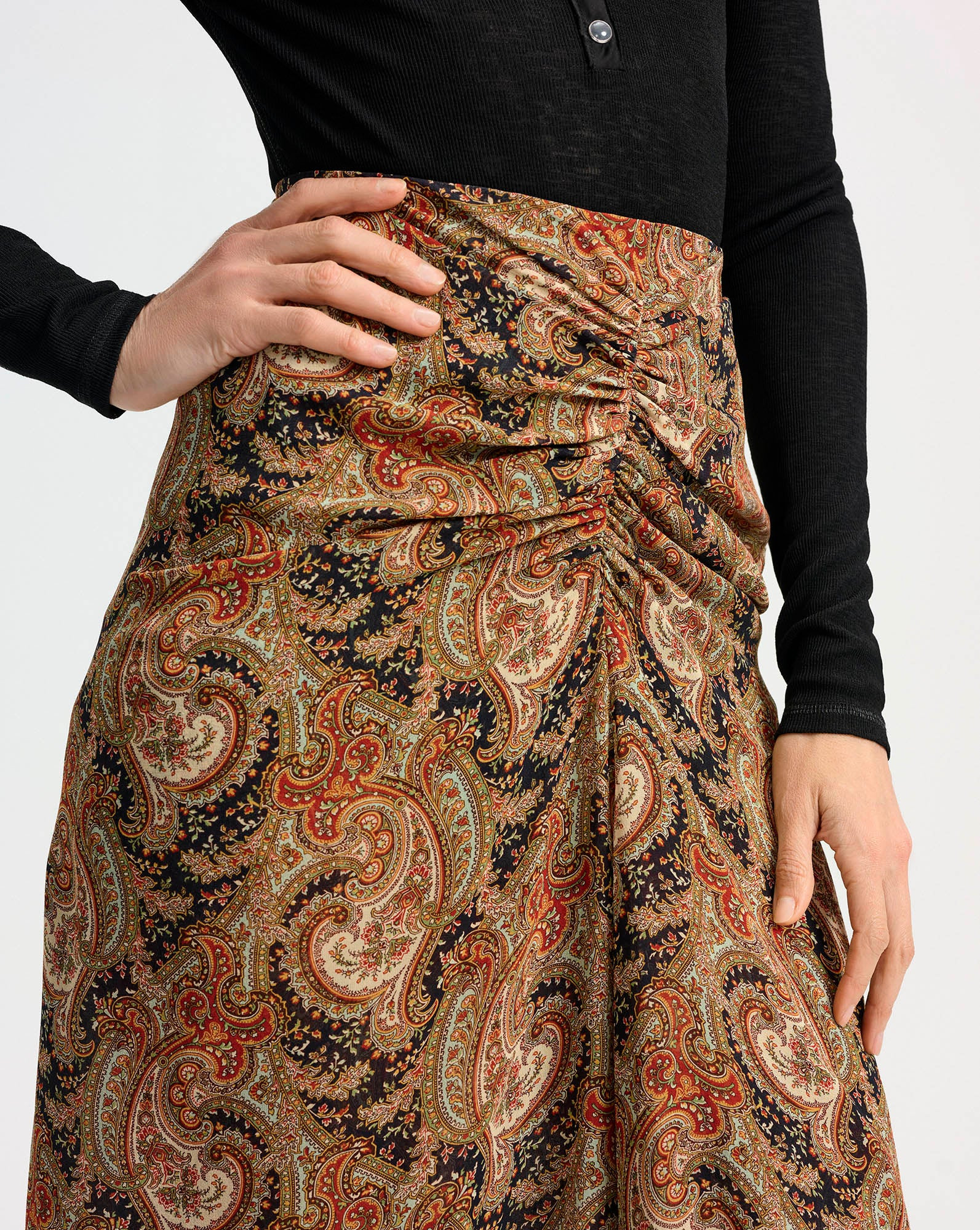 SIRA SILK MIDI SKIRT - 8