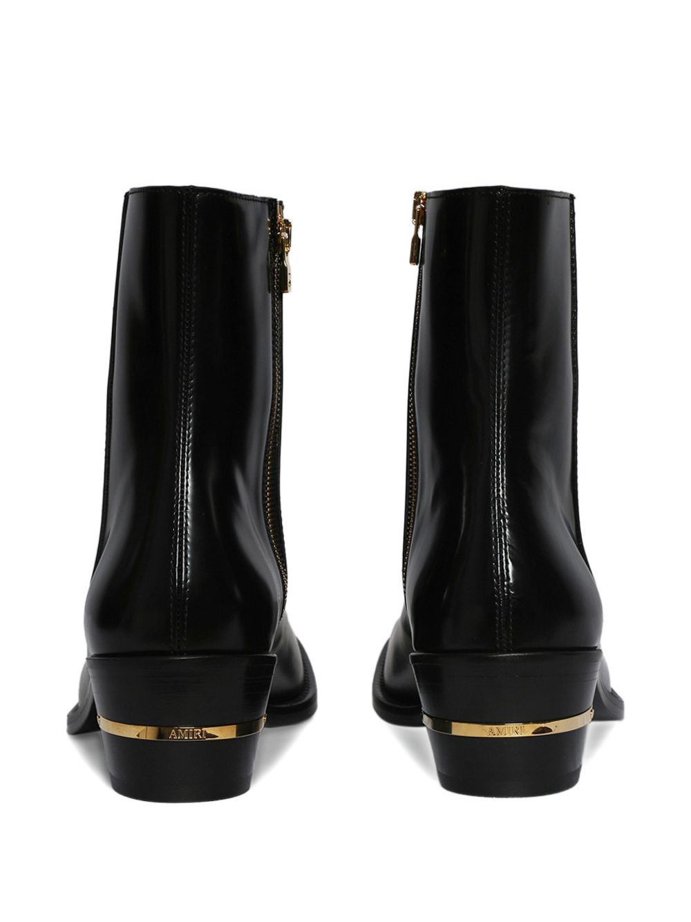 metallic-heel leather boots - 2
