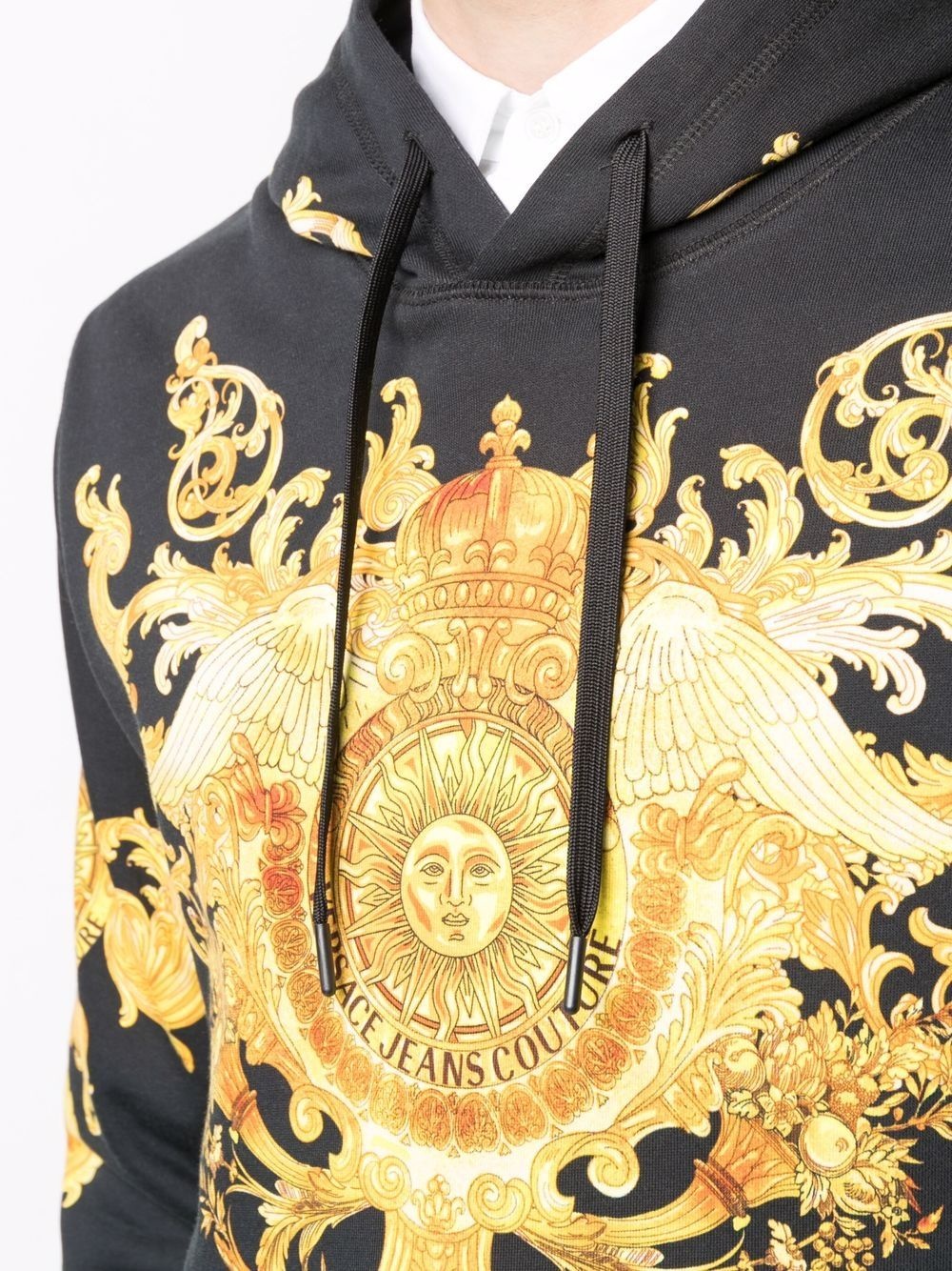 baroque-print cotton hoodie - 6