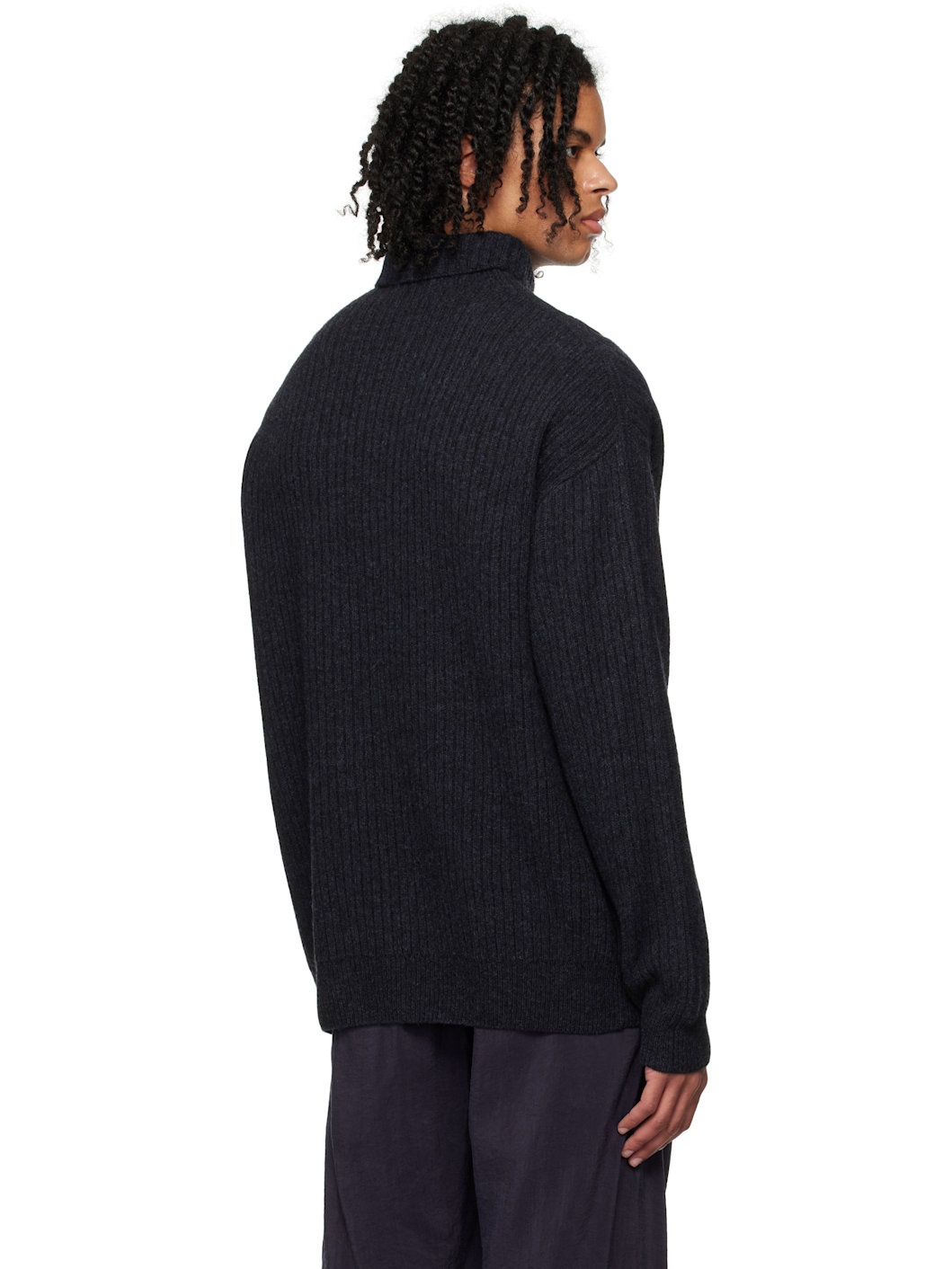 Navy Felted Turtleneck - 3