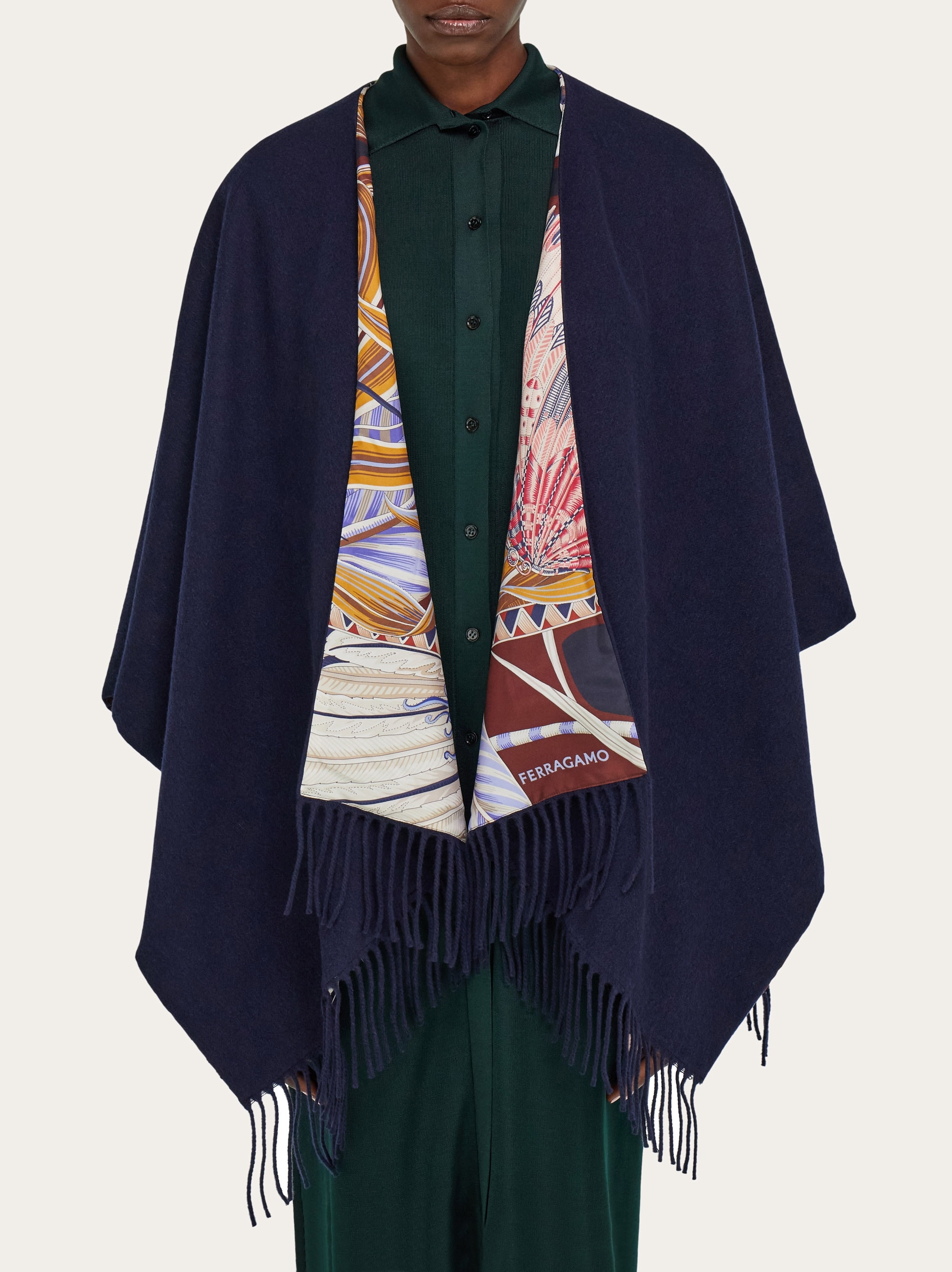 Cashmere and silk reversible cape - 3