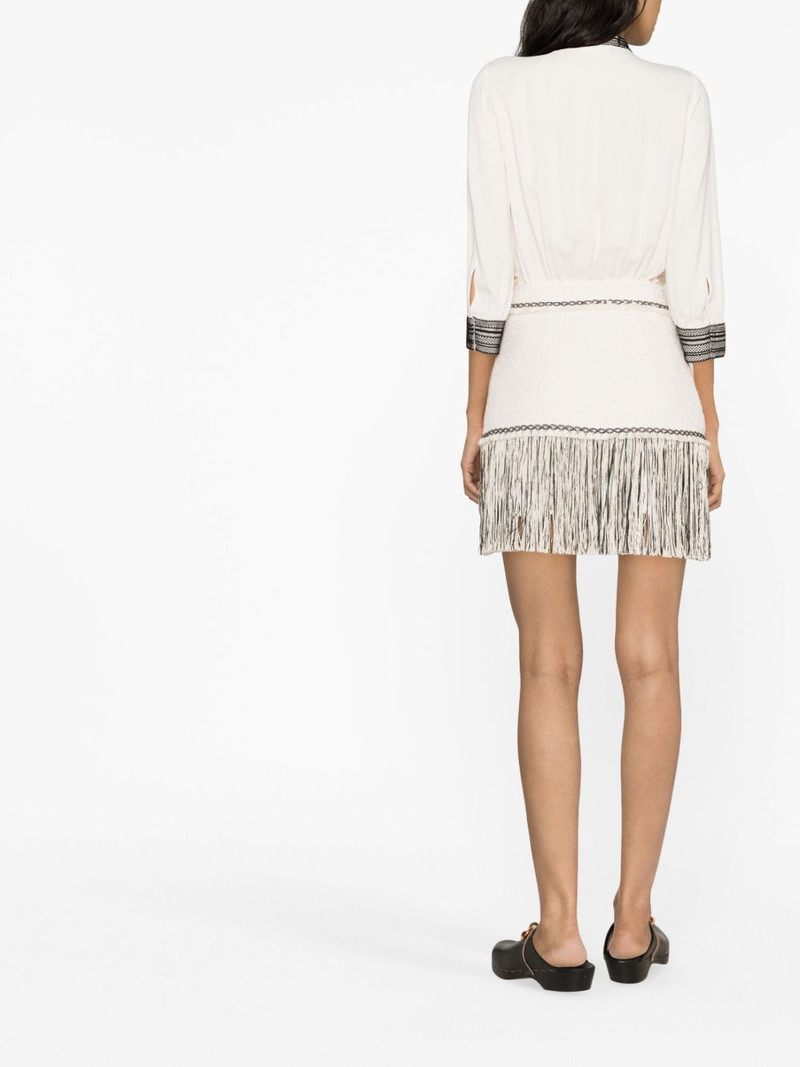 fringed georgette and tweed minidress 3