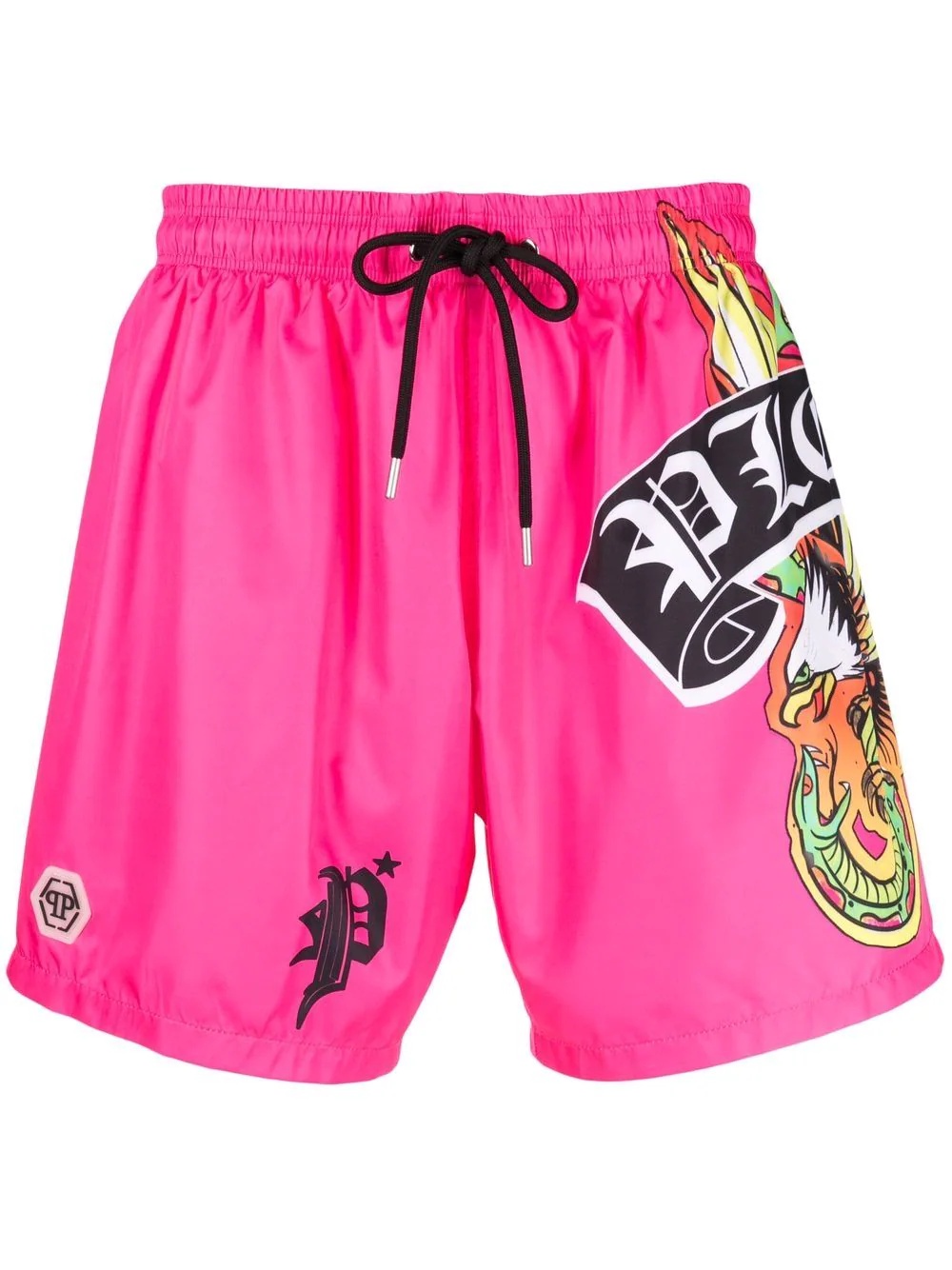 tattoo-print drawstring swimming trunks - 1