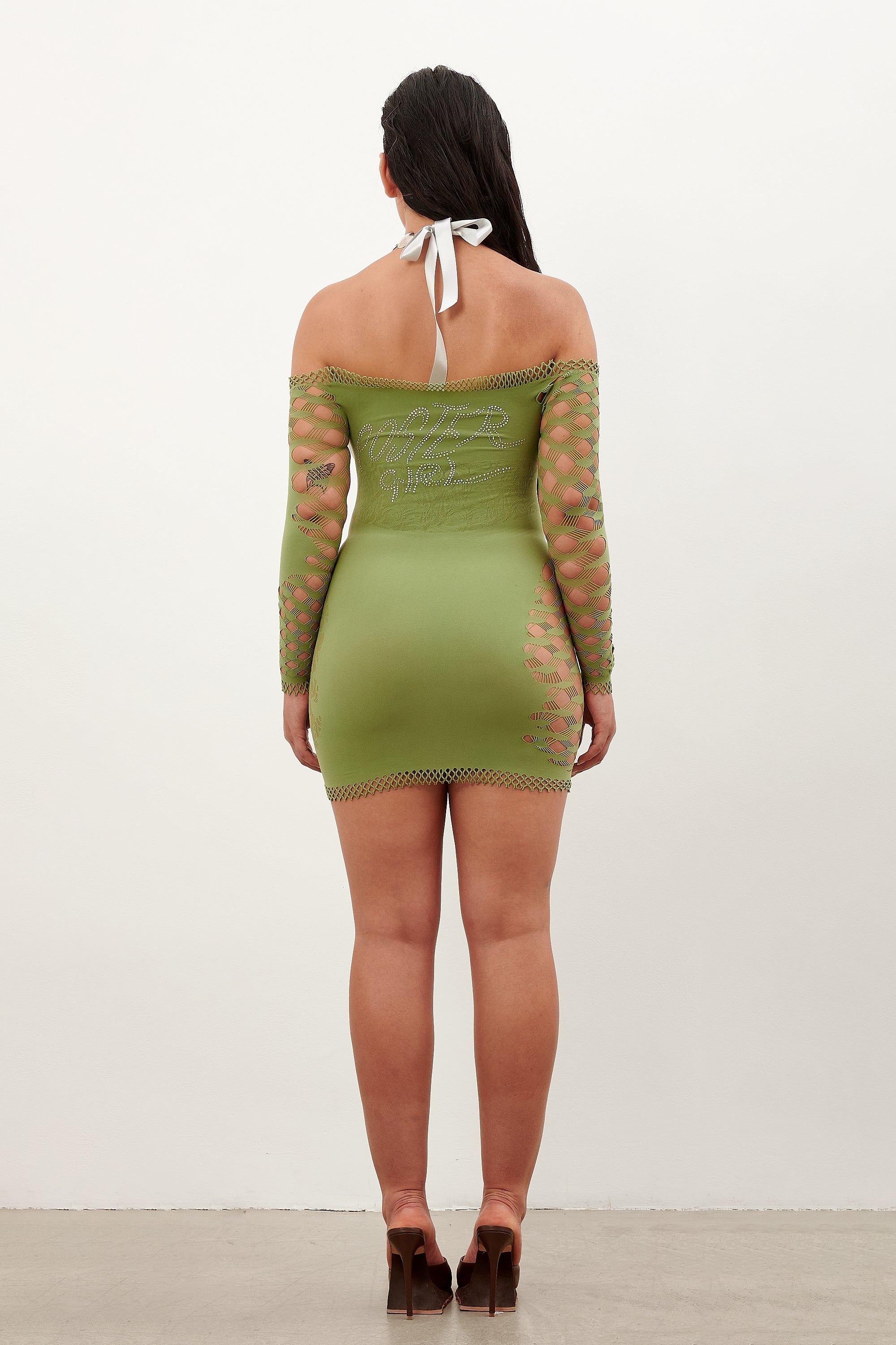 COCO DRESS LONG SLEEVE IN SATIVA GREEN - 4