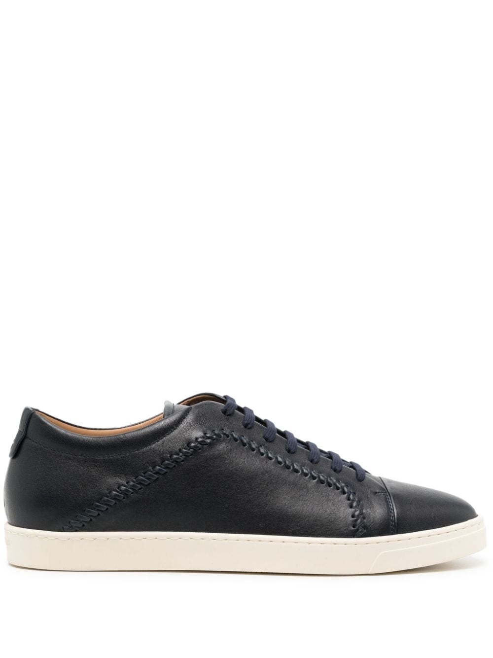 whipstitch-trim leather sneakers - 1
