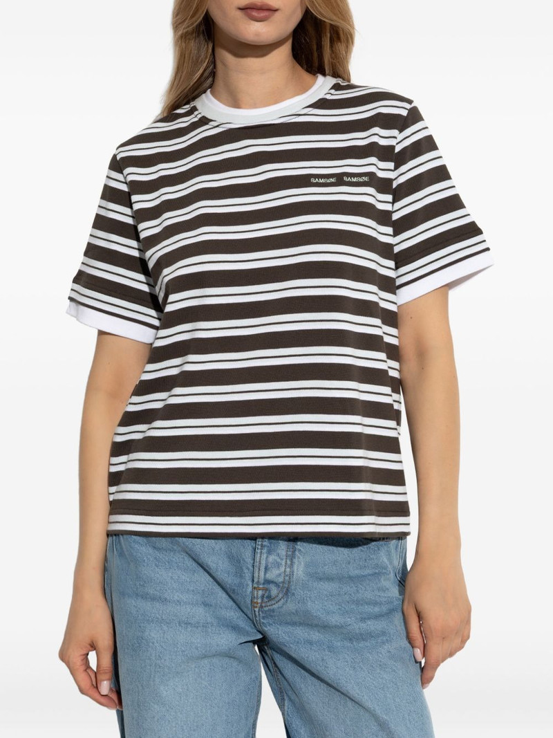 embroidered-logo striped-pattern T-shirt 3