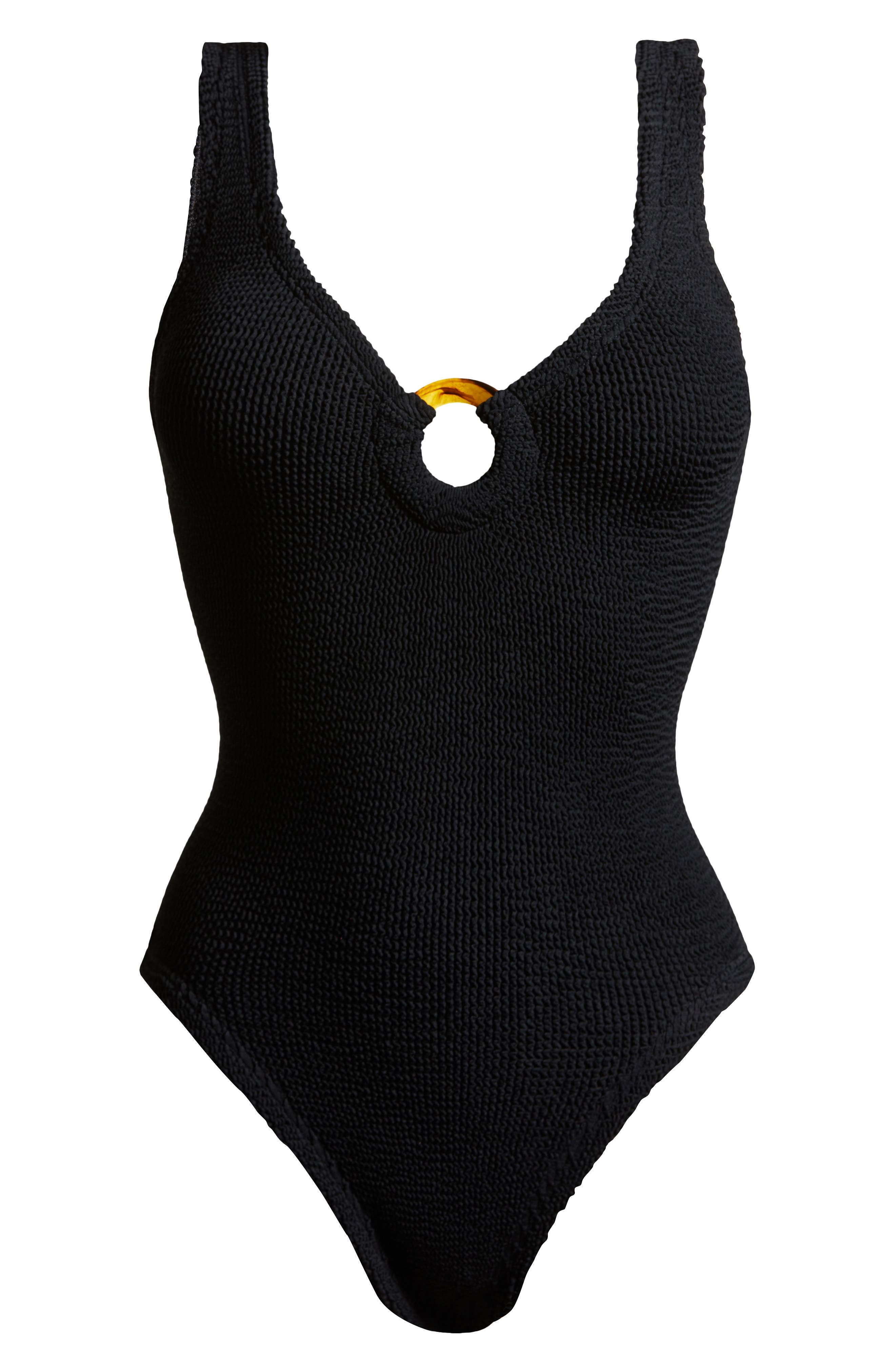 Hunza G Celine Seersucker One-Piece Swimsuit in Black at Nordstrom - 6