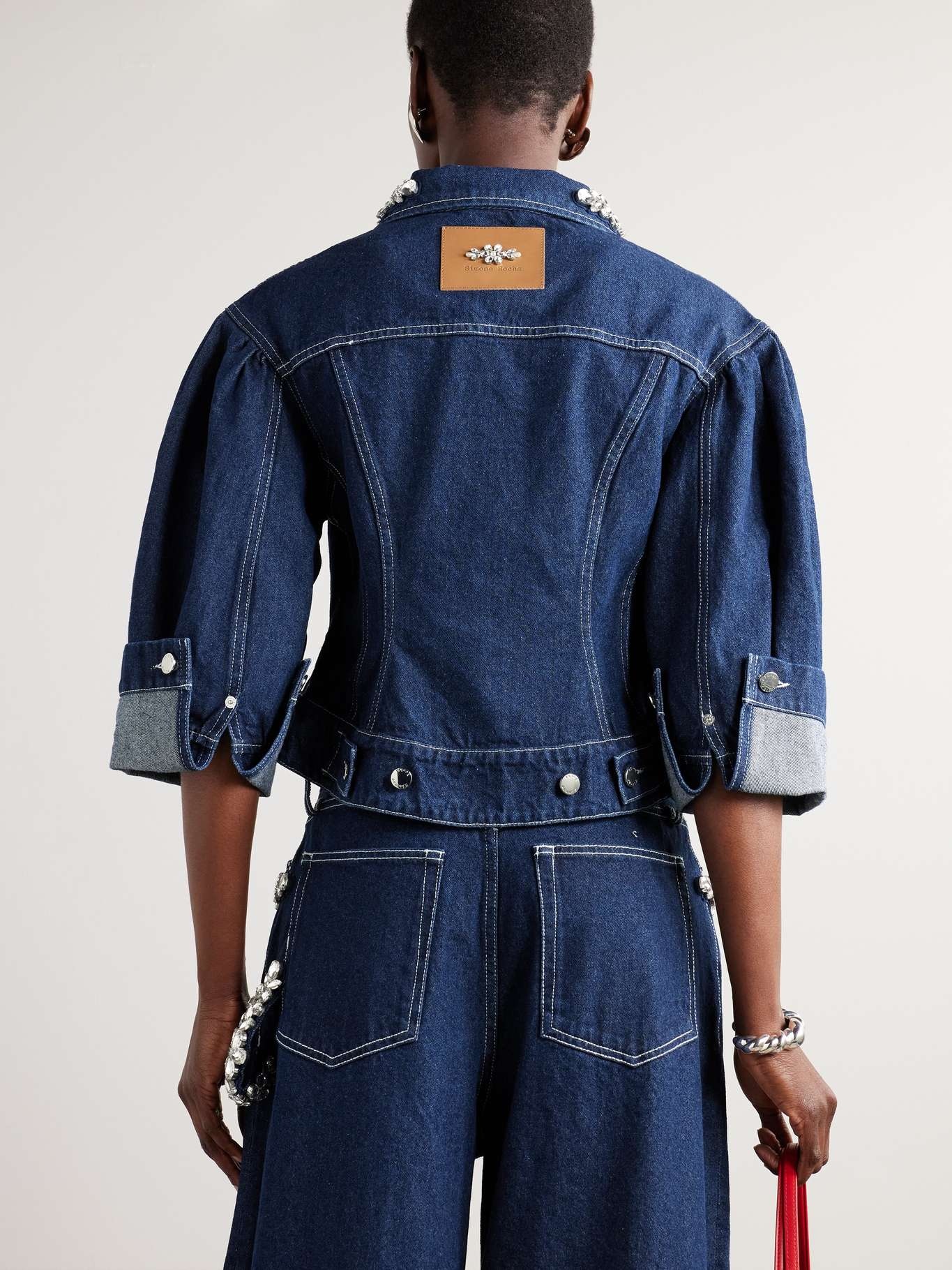 Turbo embellished denim jacket Indigo - 4