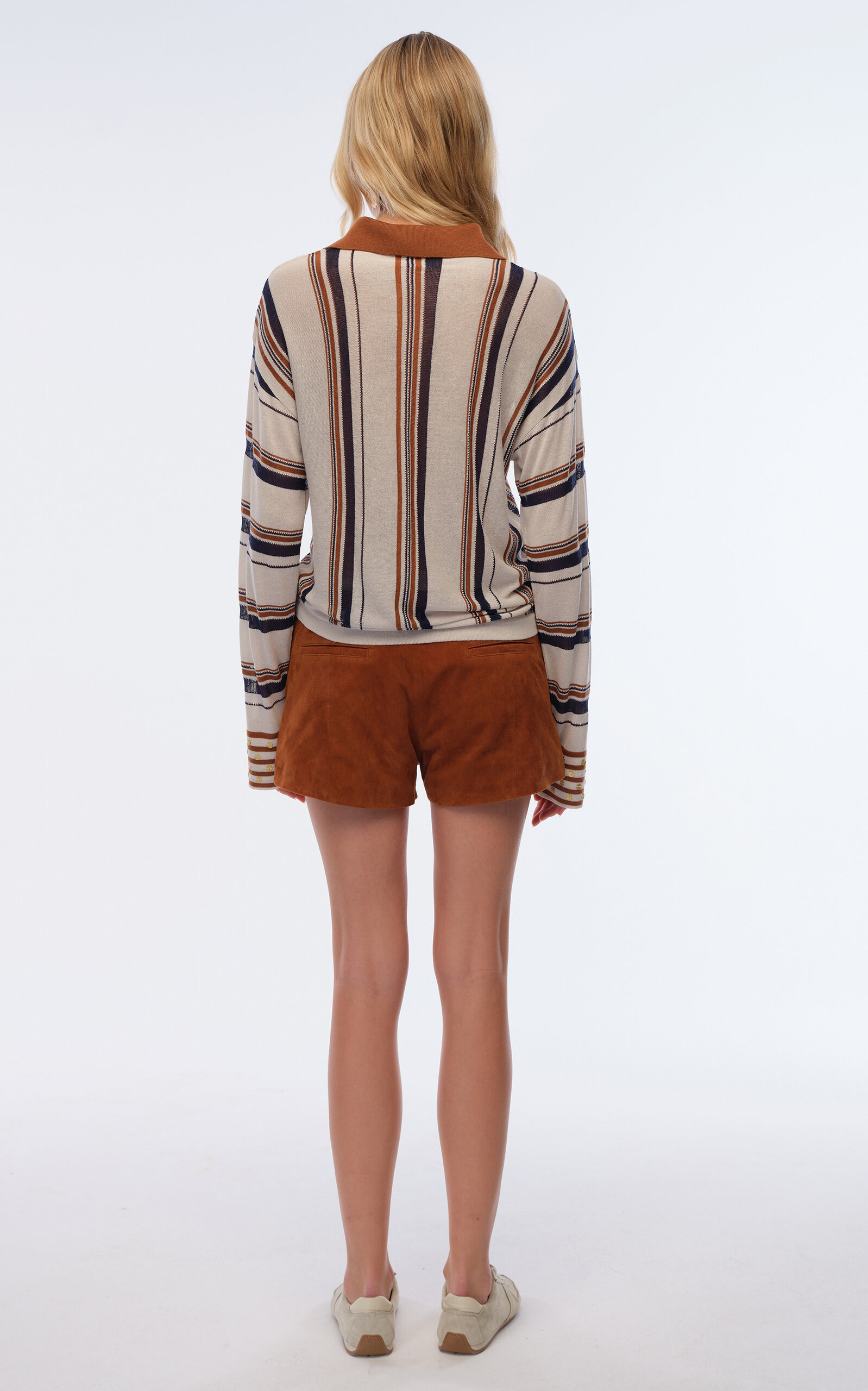 Lea Lace-Up Embellished Suede Shorts brown - 4