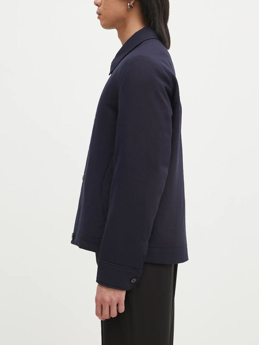 button-fastening wool shirt jacket - 2