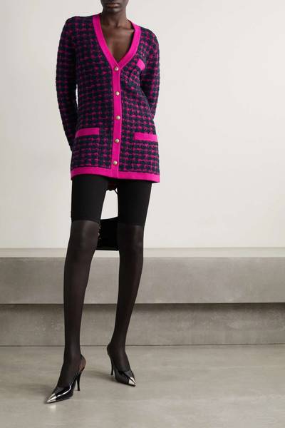 SAINT LAURENT Houndstooth wool-blend cardigan outlook