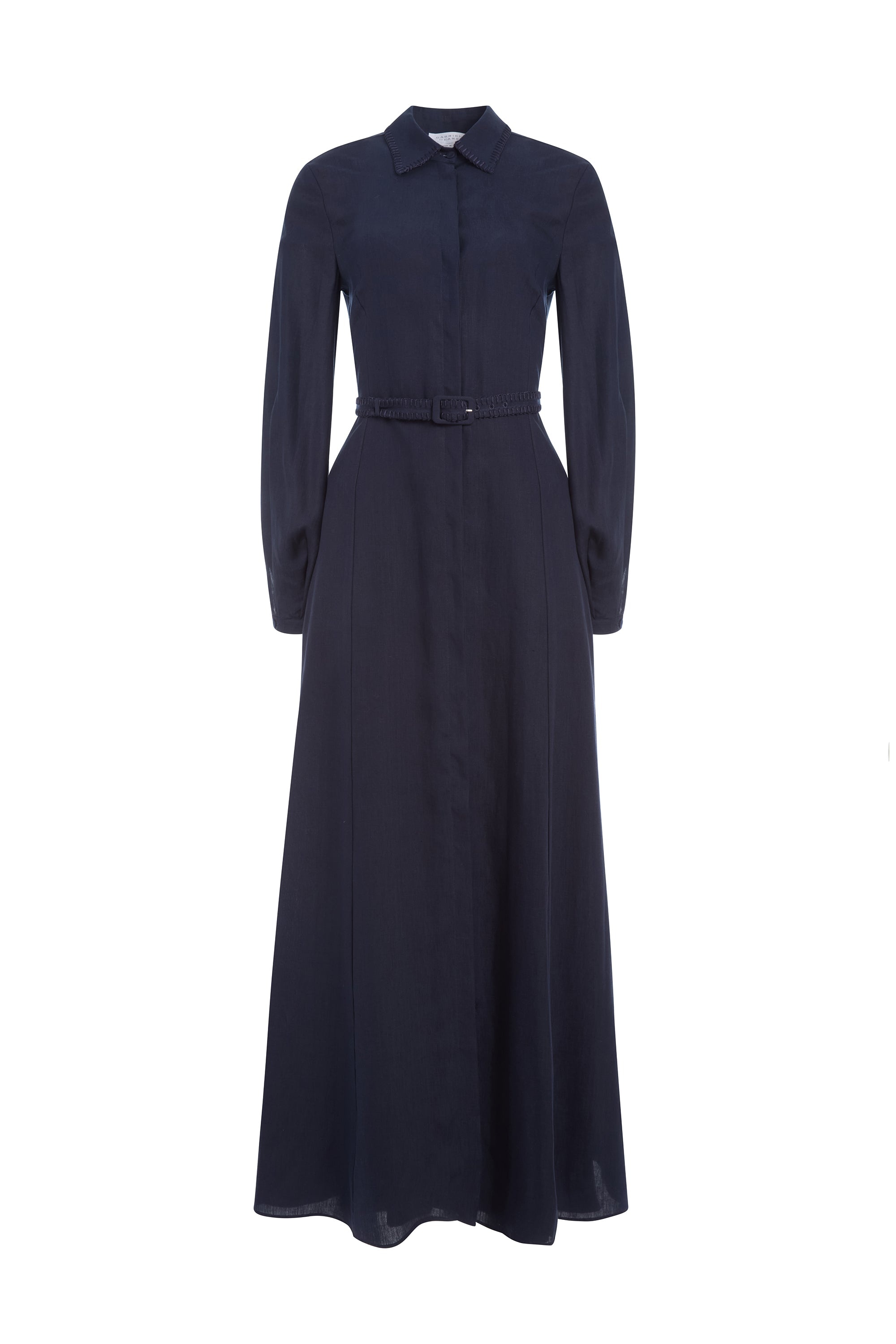 Breton Dress in Navy Aloe Linen - 1