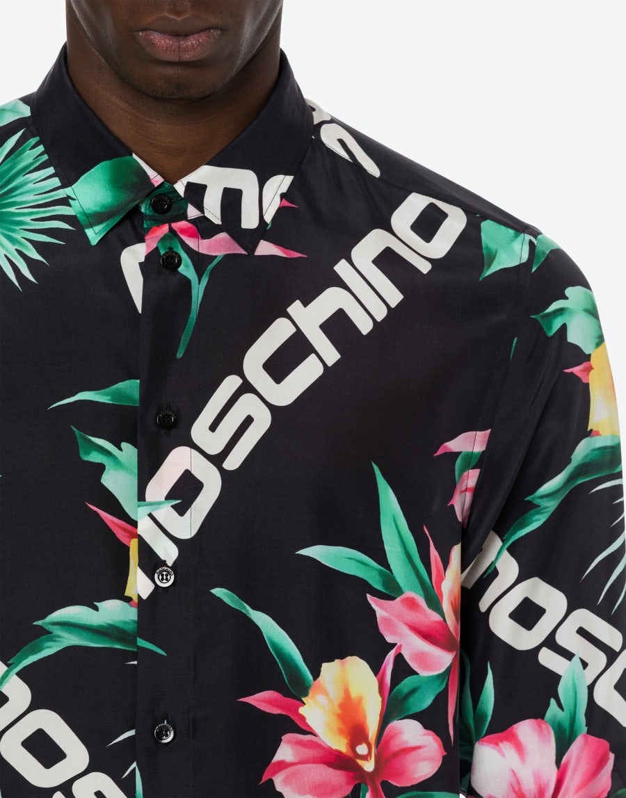 HIBISCUS PRINT HABOTAI SILK SHIRT - 4