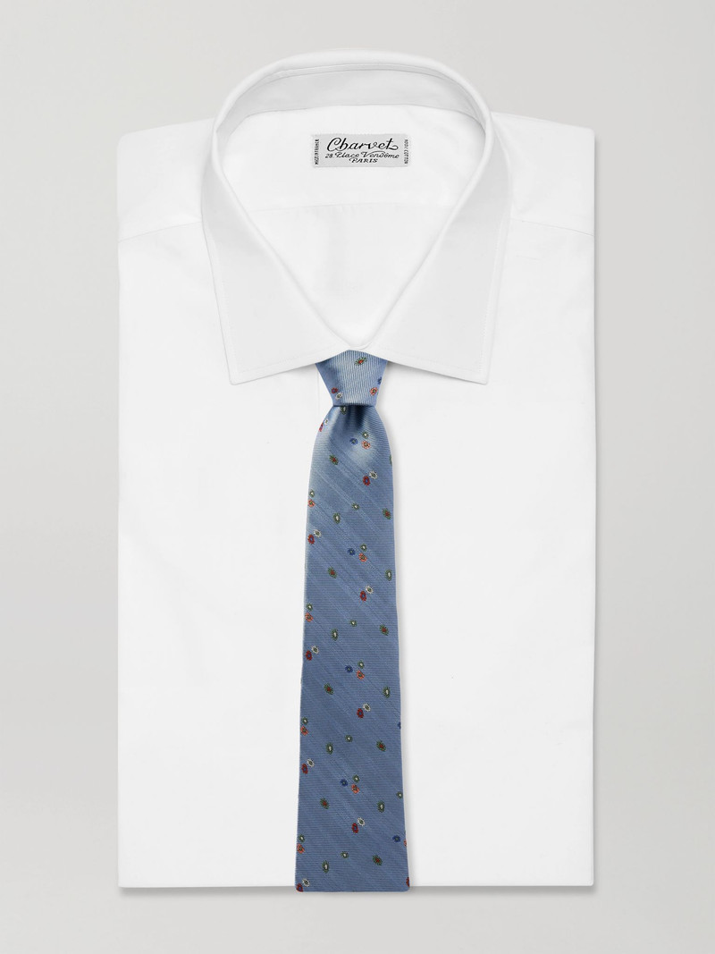 Paul Smith 8cm Embroidered Silk-Faille Tie Blue outlook