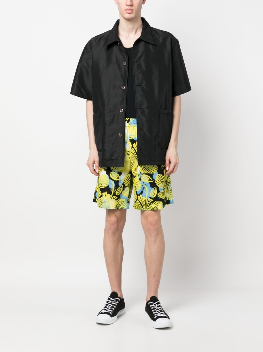 floral-print track shorts - 2