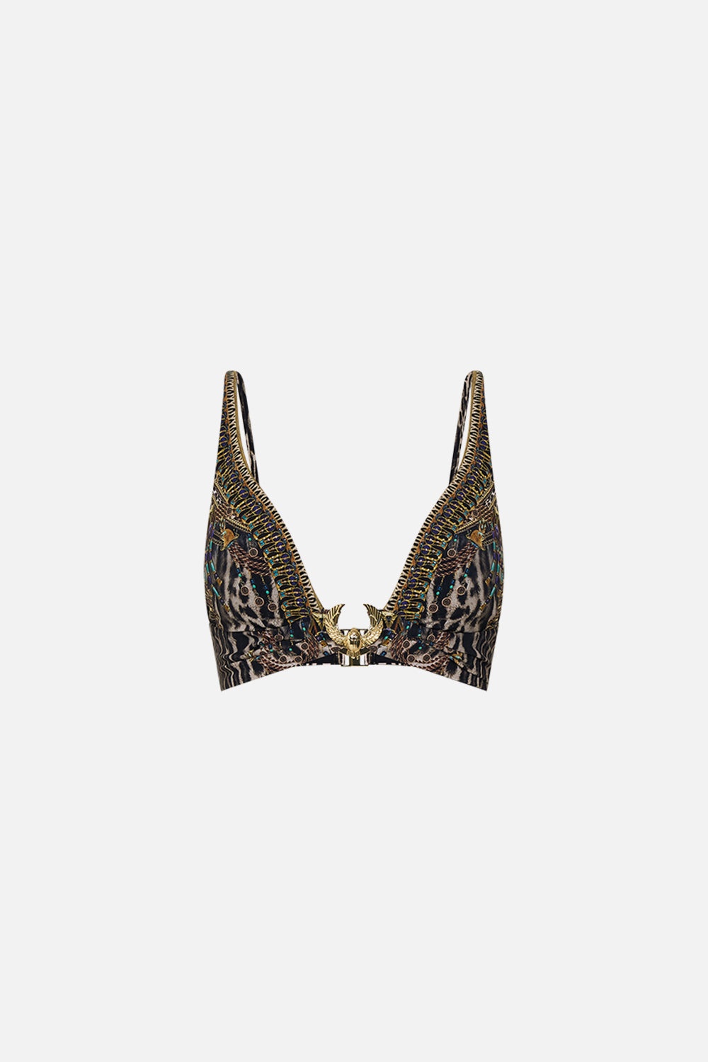 HIGH TRI BRA WITH PLEATS AND TRIM - 1